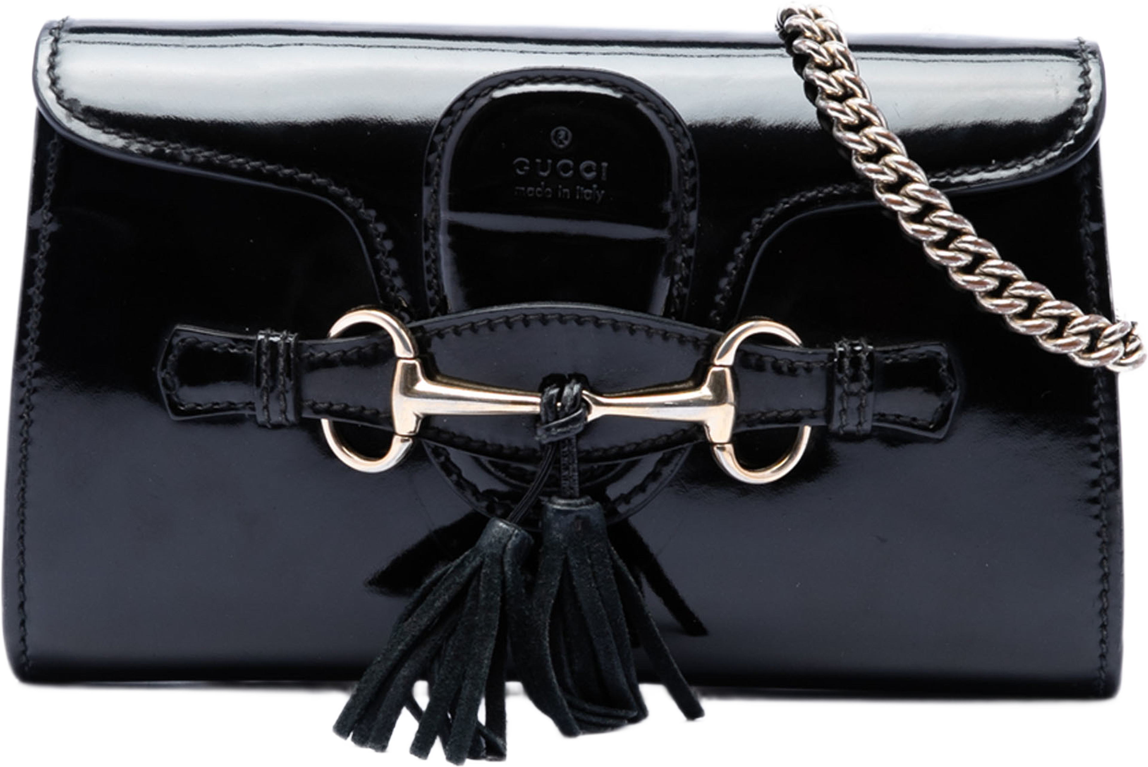 Gucci Mini Patent Emily Crossbody, från Luxclusif, i färgen svart. Klicka för att öppna bilden i stort format