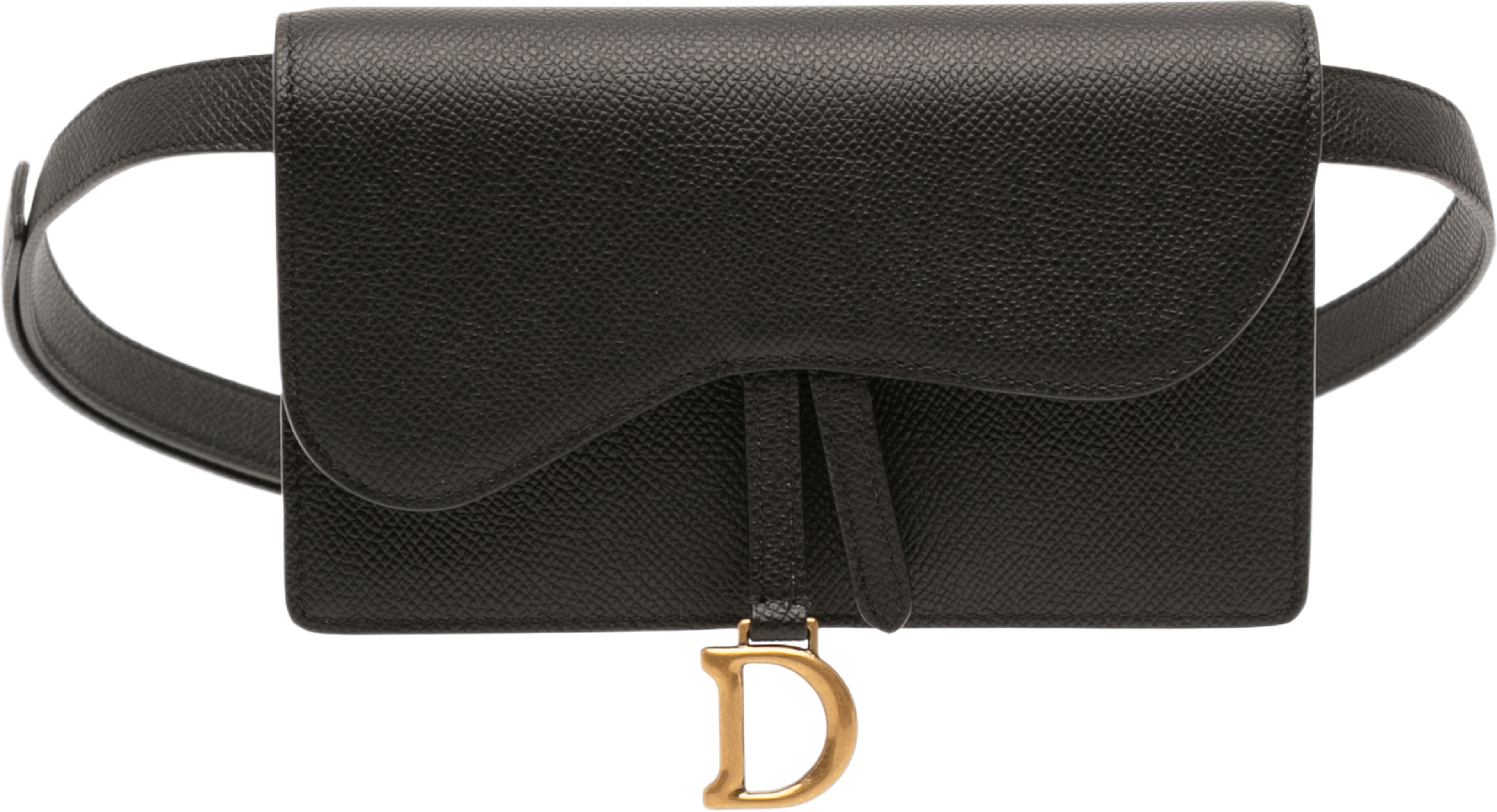 Dior Grained Calfskin Saddle Belt Pouch, från Luxclusif, i färgen svart. Klicka för att öppna bilden i stort format