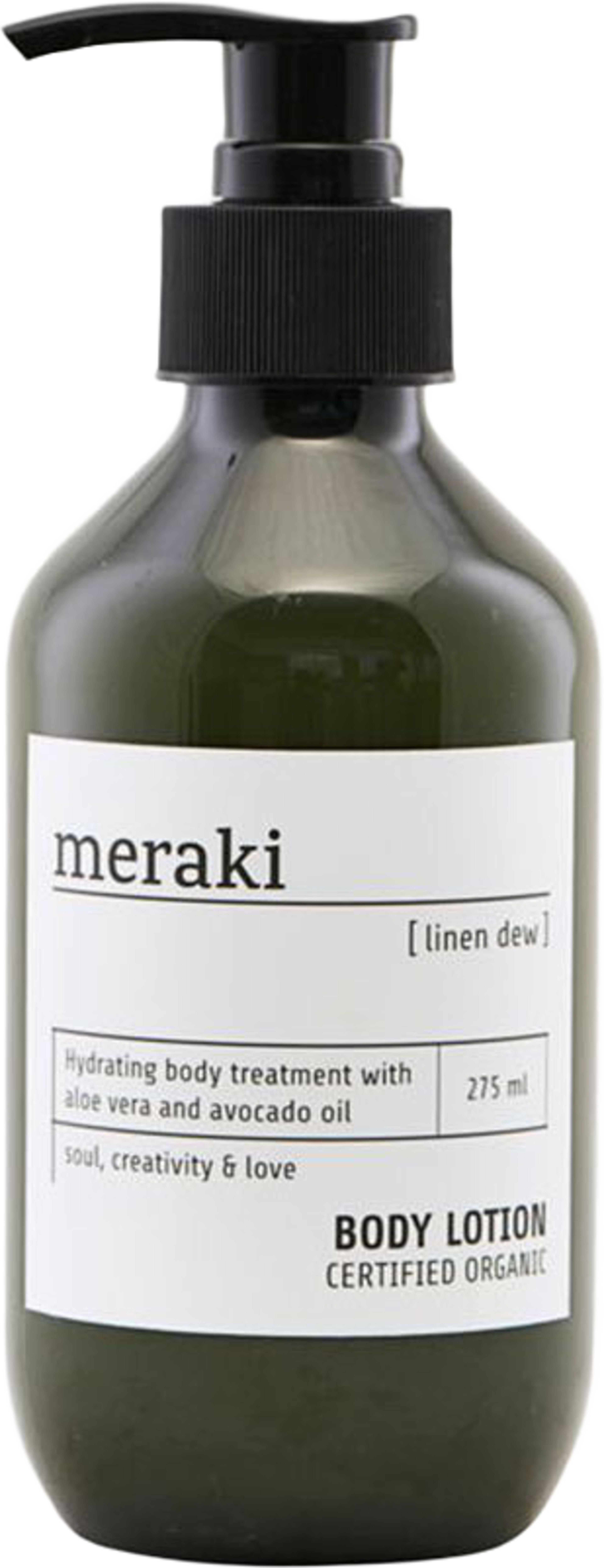 Body lotion, Linen dew, från Meraki. Klicka för att öppna bilden i stort format