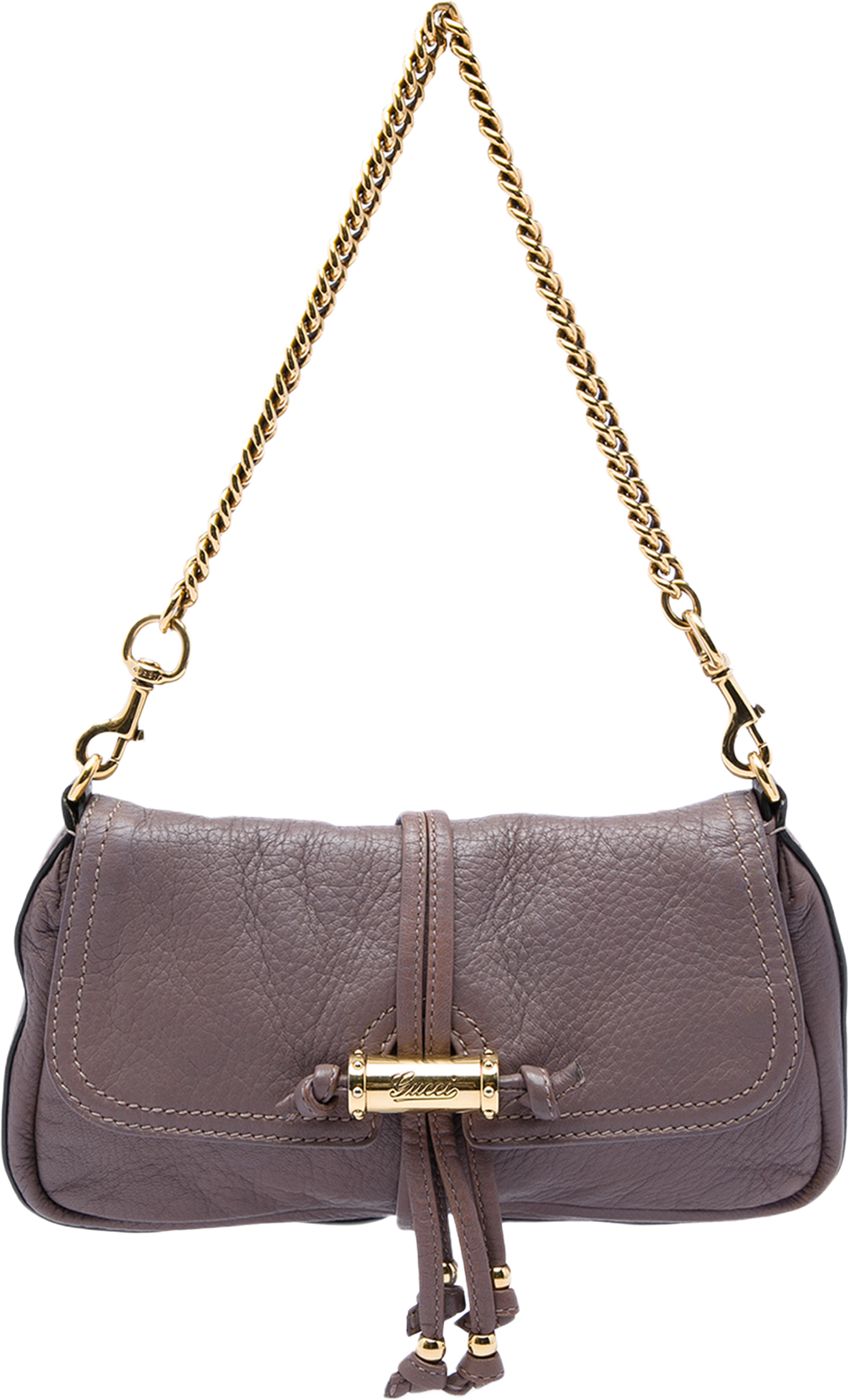 Gucci Calfskin Bamboo Croisette Shoulder Bag, från Luxclusif, i färgen purpur. Klicka för att öppna bilden i stort format