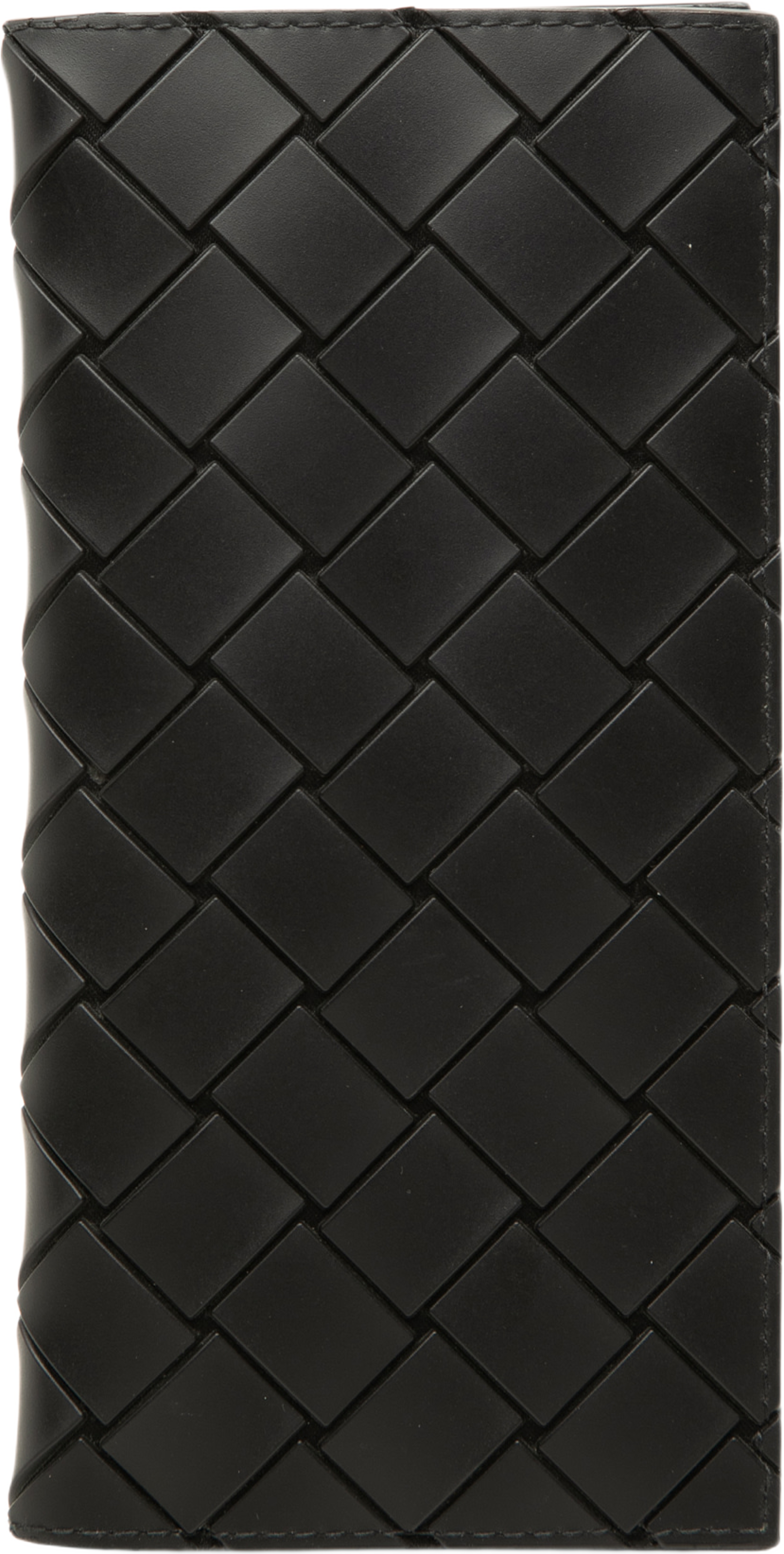Bottega Veneta Calfskin Intrecciato Bifold Long Wallet, från Luxclusif, i färgen svart. Klicka för att öppna bilden i stort format