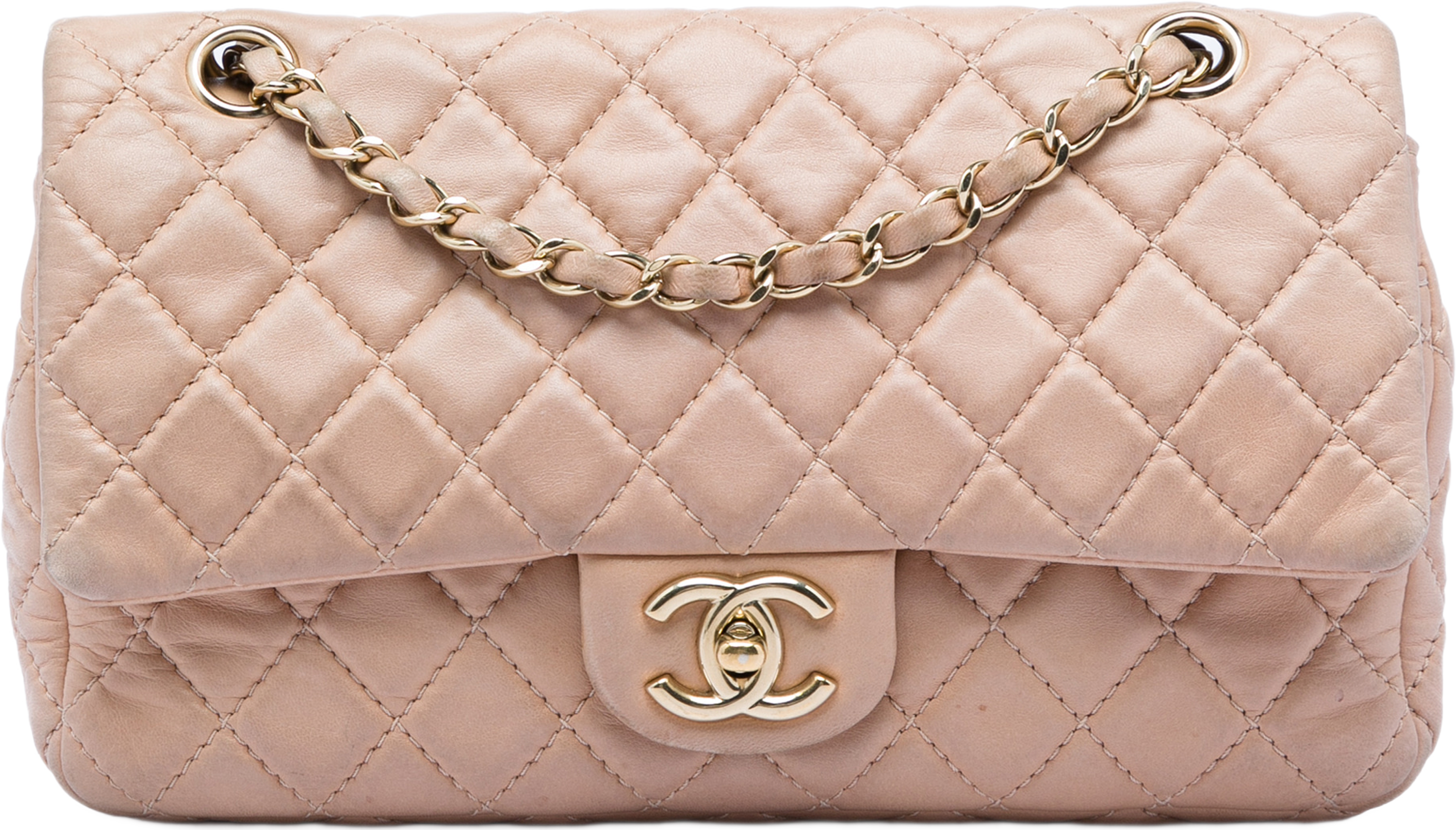 Chanel Medium Classic Lambskin Double Flap, från Luxclusif, i färgen brun. Klicka för att öppna bilden i stort format
