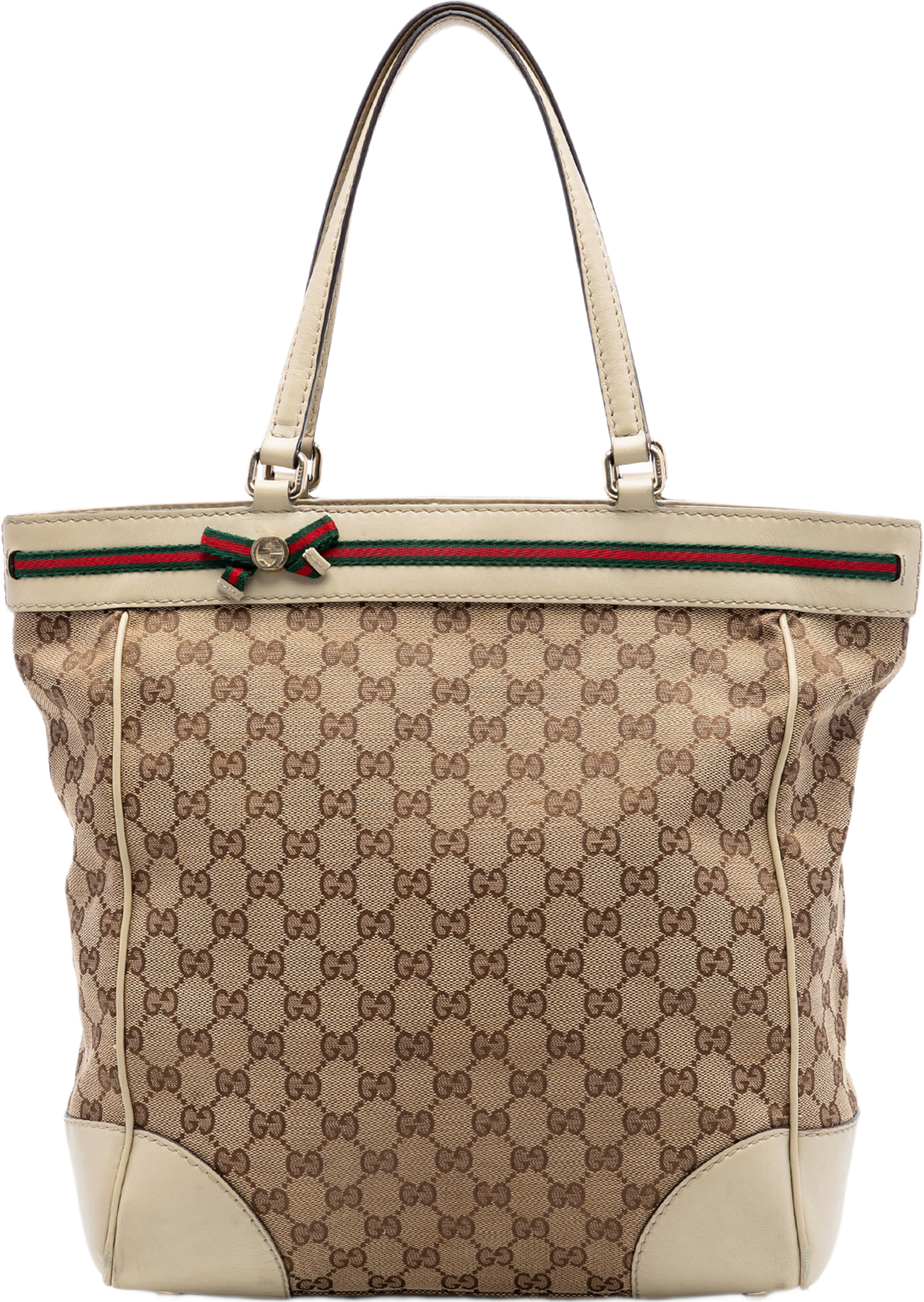 Gucci Gg Canvas Web Mayfair Tote, från Luxclusif, i färgen vit. Klicka för att öppna bilden i stort format
