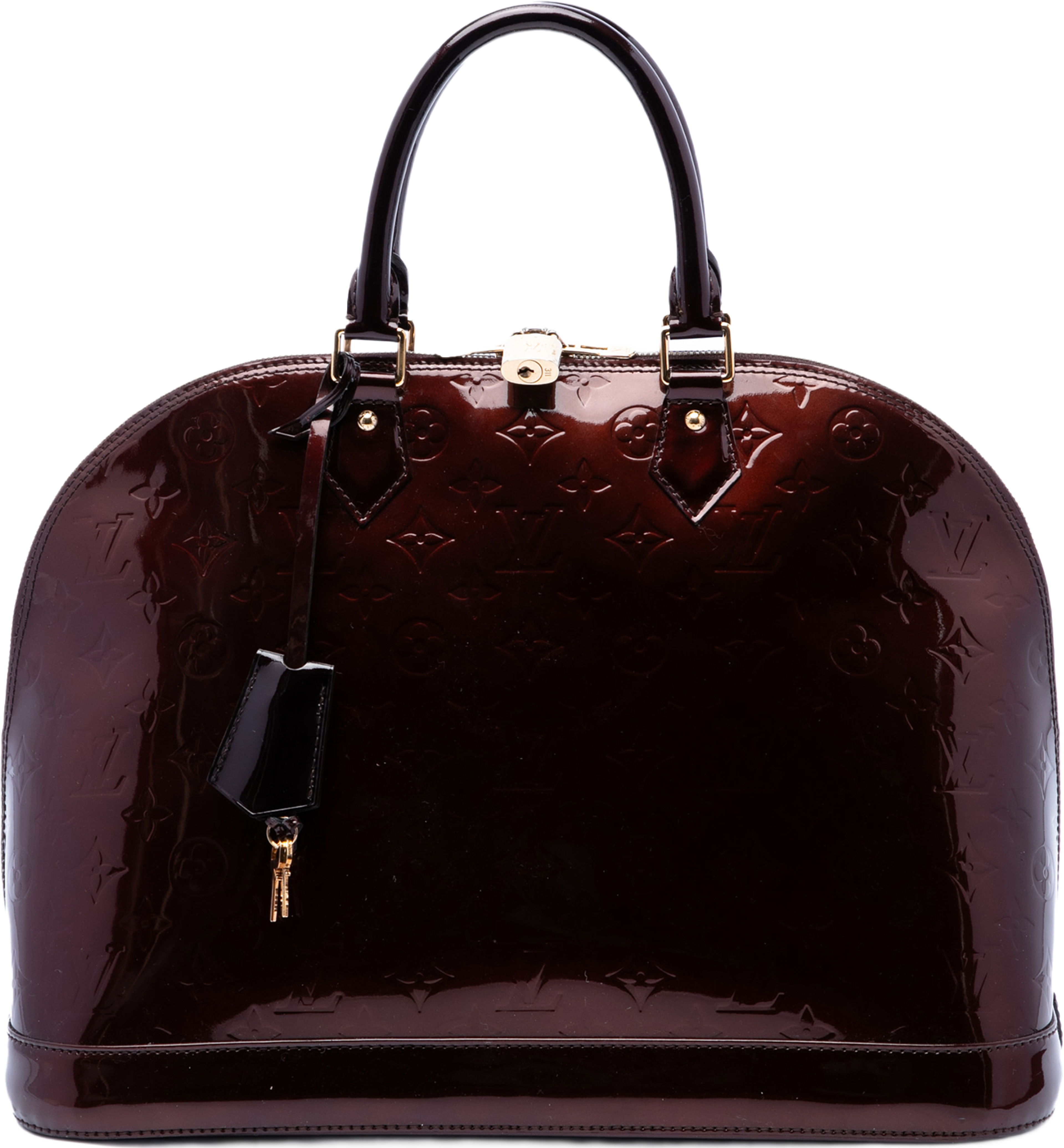 Louis Vuitton Monogram Vernis Alma Gm, från Luxclusif, i färgen purpur. Klicka för att öppna bilden i stort format