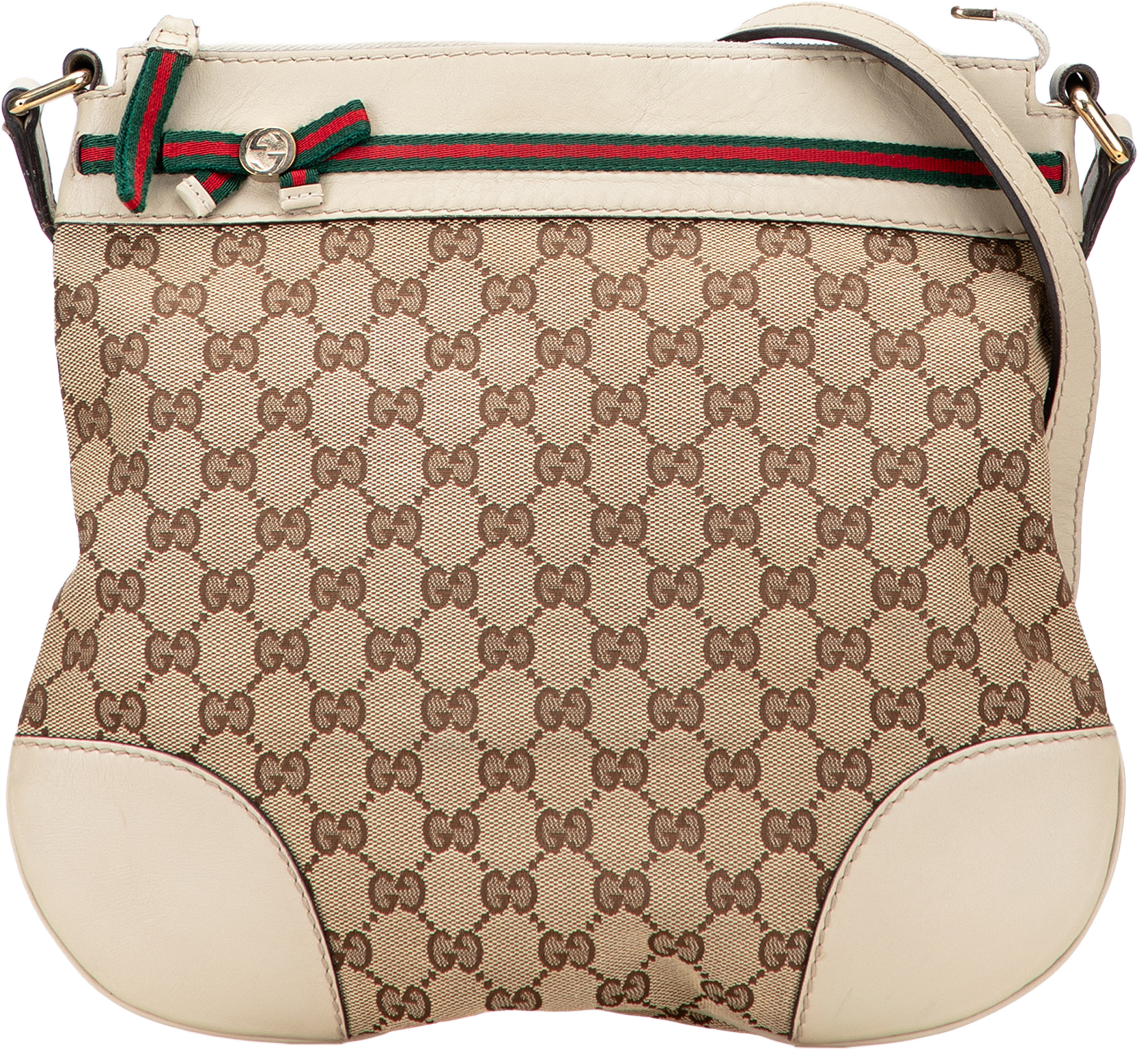 Gucci Gg Canvas Web Mayfair Crossbody, från Luxclusif, i färgen beige. Klicka för att öppna bilden i stort format