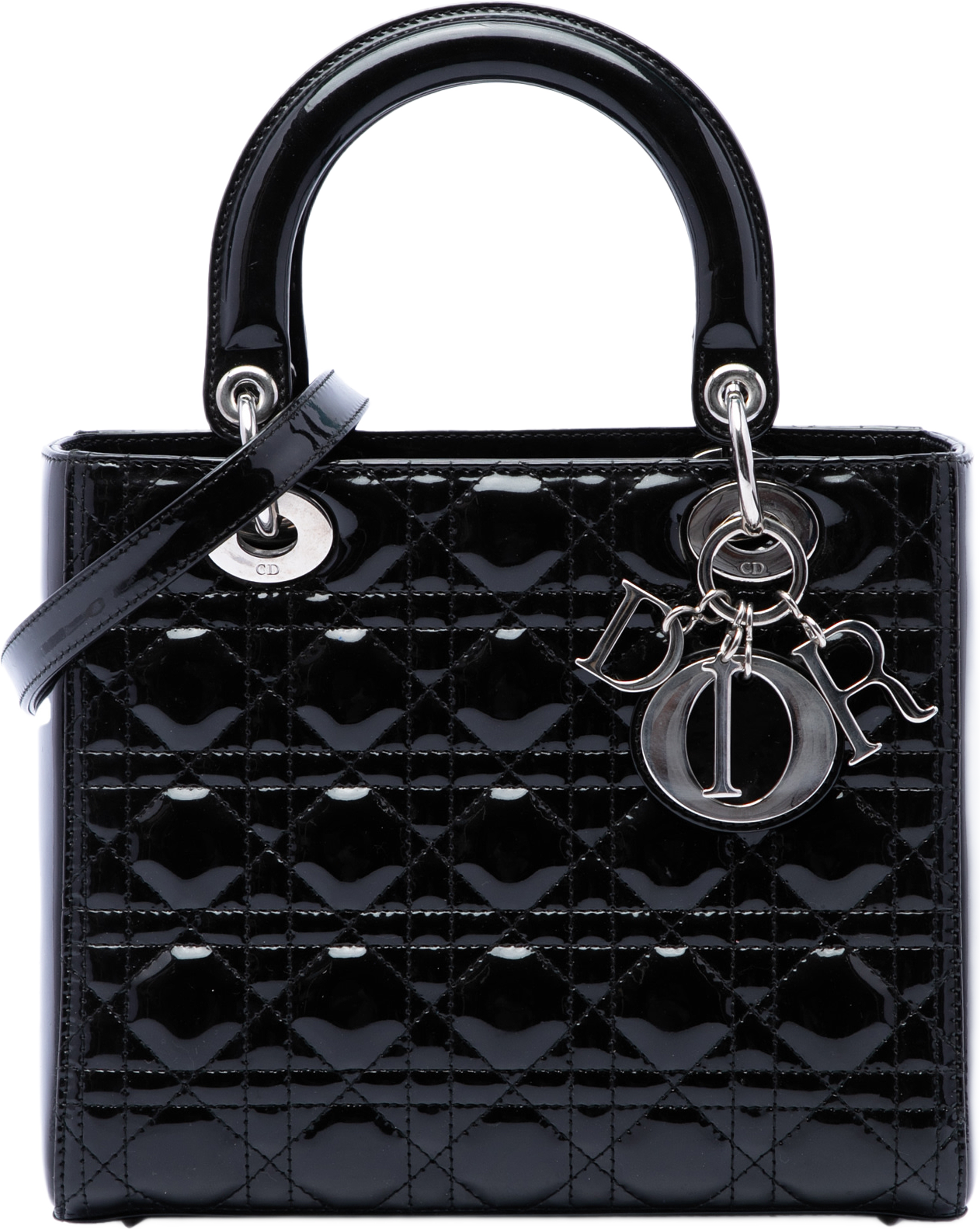 Dior Medium Patent Cannage Lady Dior, från Luxclusif, i färgen svart. Klicka för att öppna bilden i stort format