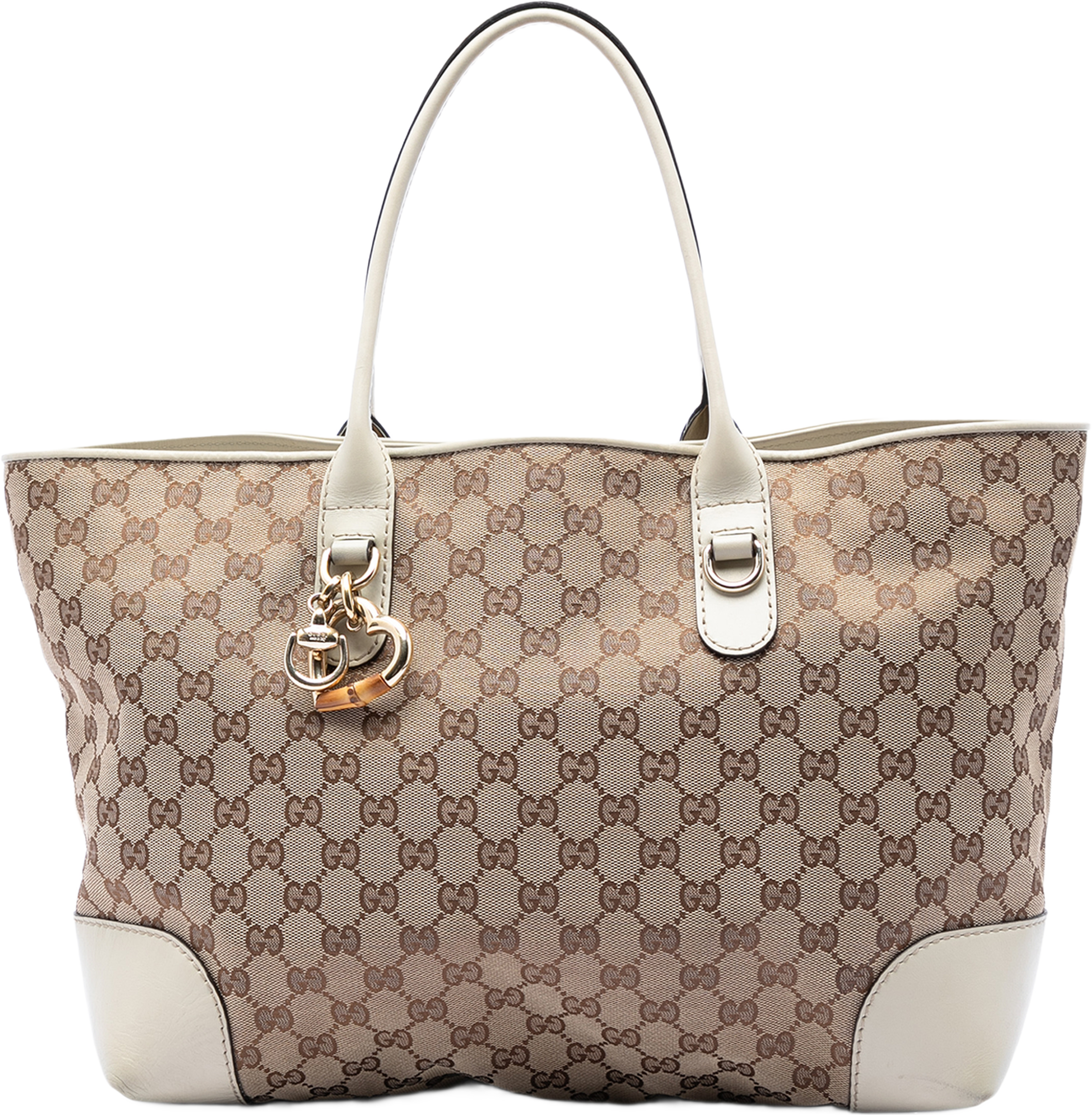 Gucci Gg Canvas Heart Bit Tote, från Luxclusif, i färgen vit. Klicka för att öppna bilden i stort format