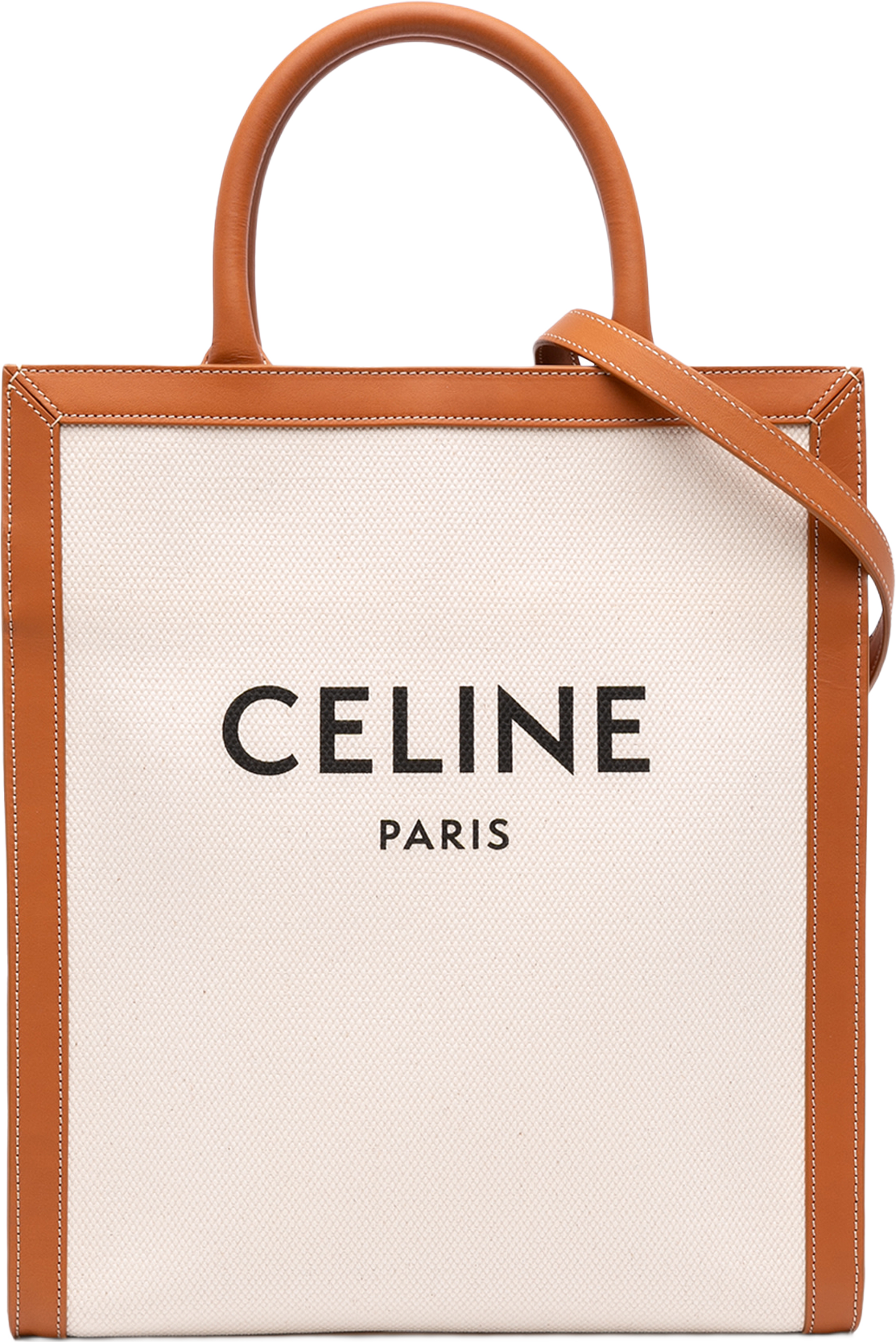Celine Small Canvas Vertical Cabas Satchel, från Luxclusif, i färgen brun. Klicka för att öppna bilden i stort format