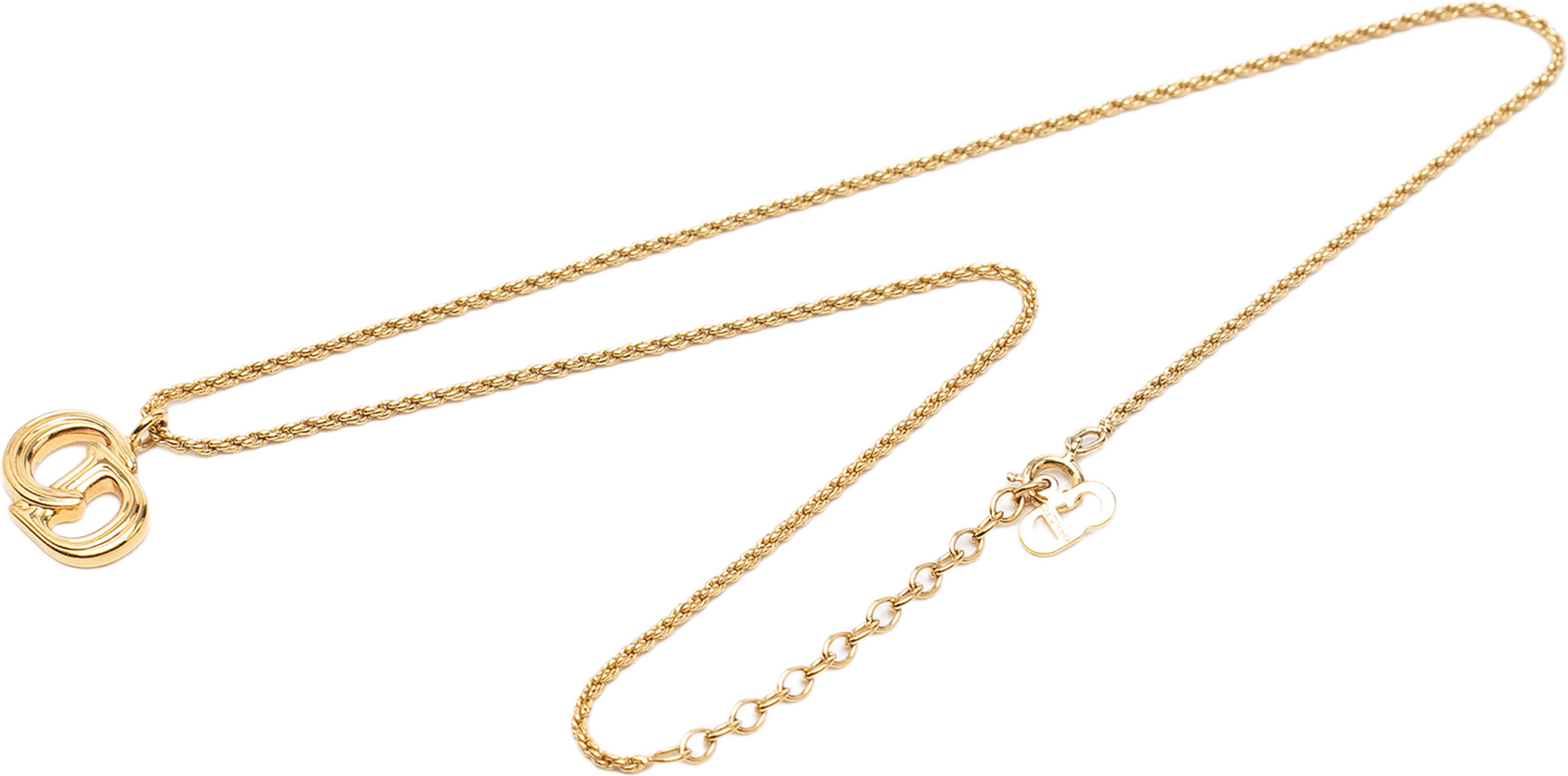 Dior Gold Plated Cd Logo Pendant Necklace, från Luxclusif, i färgen gold. Klicka för att öppna bilden i stort format