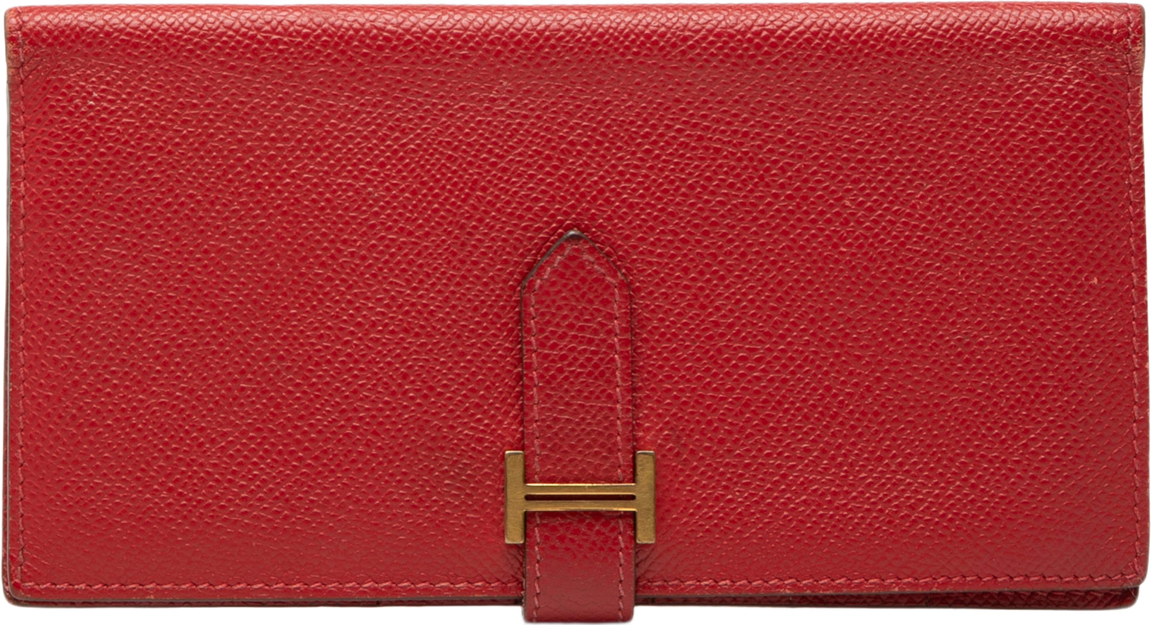 Hermès Epsom Bearn Wallet, från Luxclusif, i färgen röd. Klicka för att öppna bilden i stort format