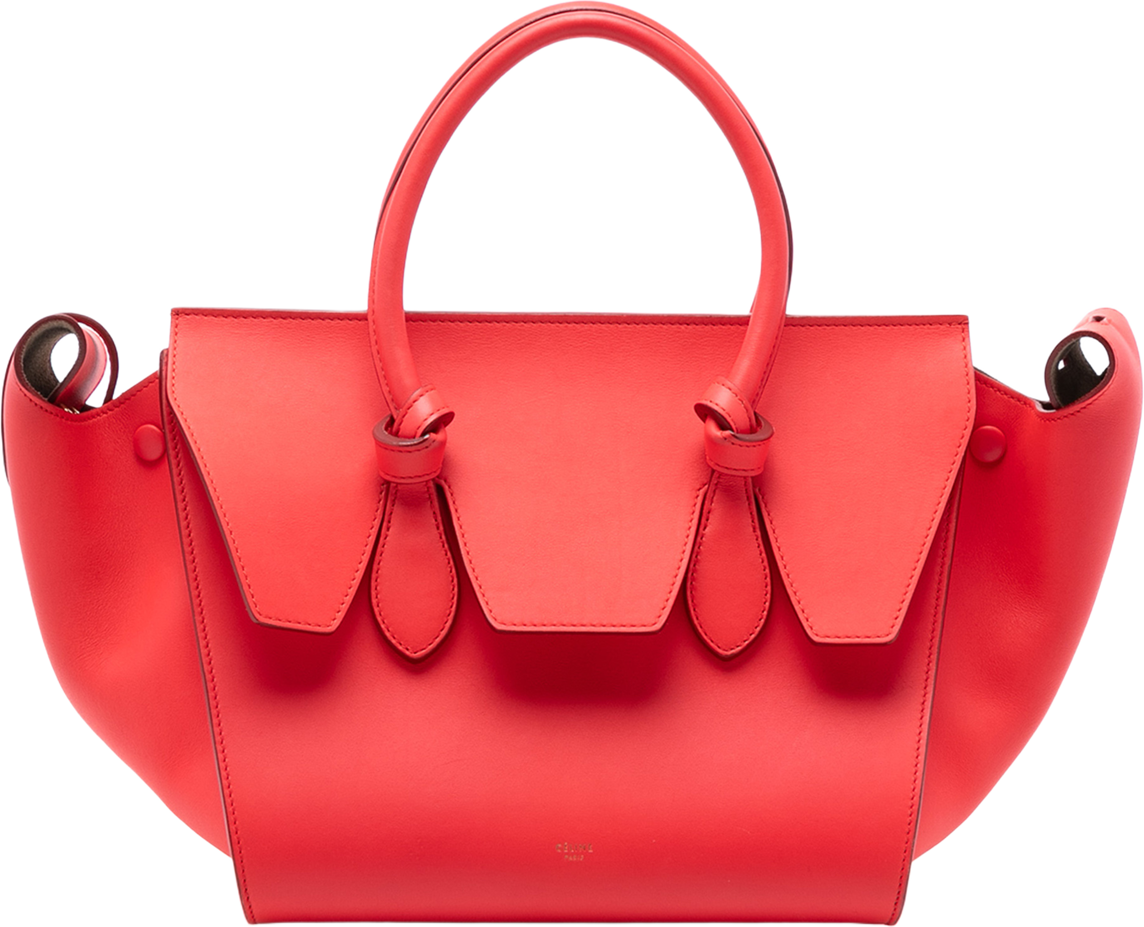 Celine Small Smooth Calfskin Tie Knot Handbag, från Luxclusif, i färgen red. Klicka för att öppna bilden i stort format