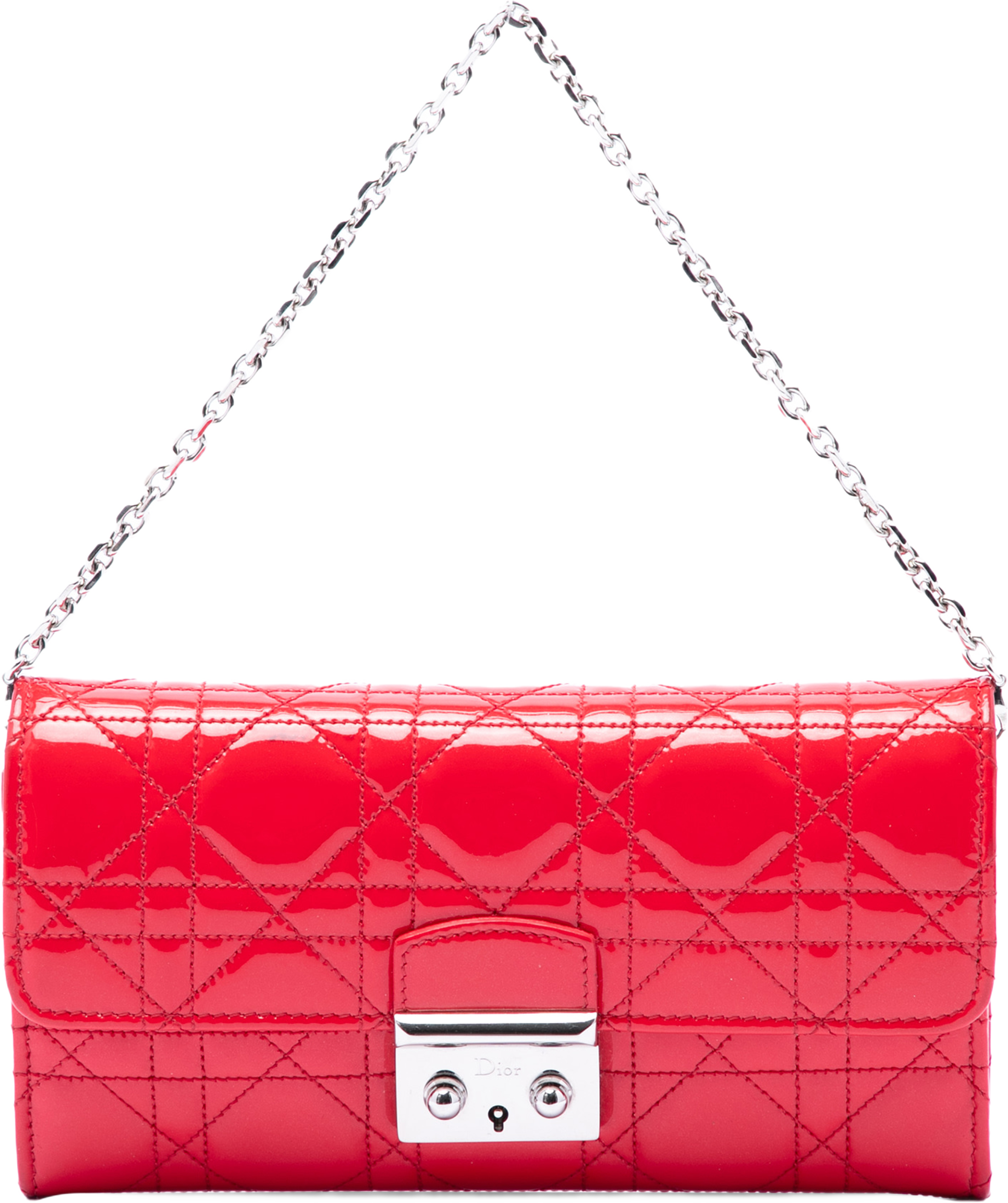 Dior Patent Cannage Miss Dior Wallet On Chain, från Luxclusif, i färgen röd. Klicka för att öppna bilden i stort format