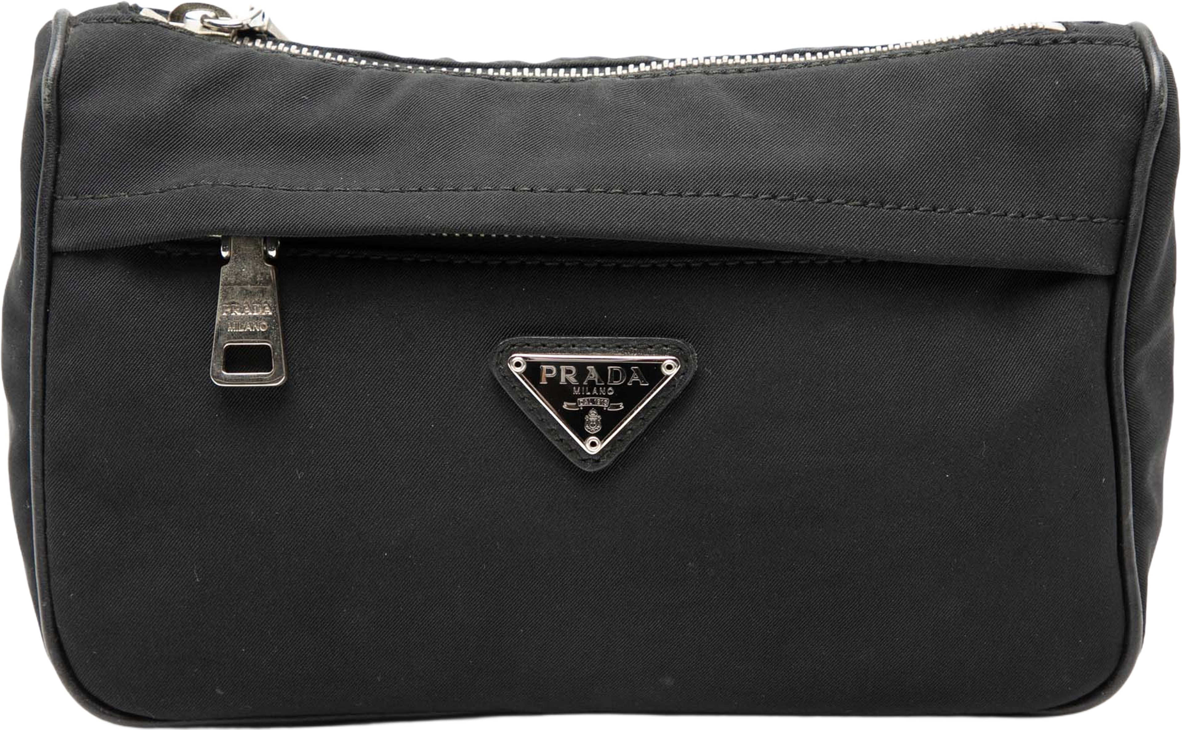Prada Tessuto Zip Pouch, från Luxclusif, i färgen black. Klicka för att öppna bilden i stort format