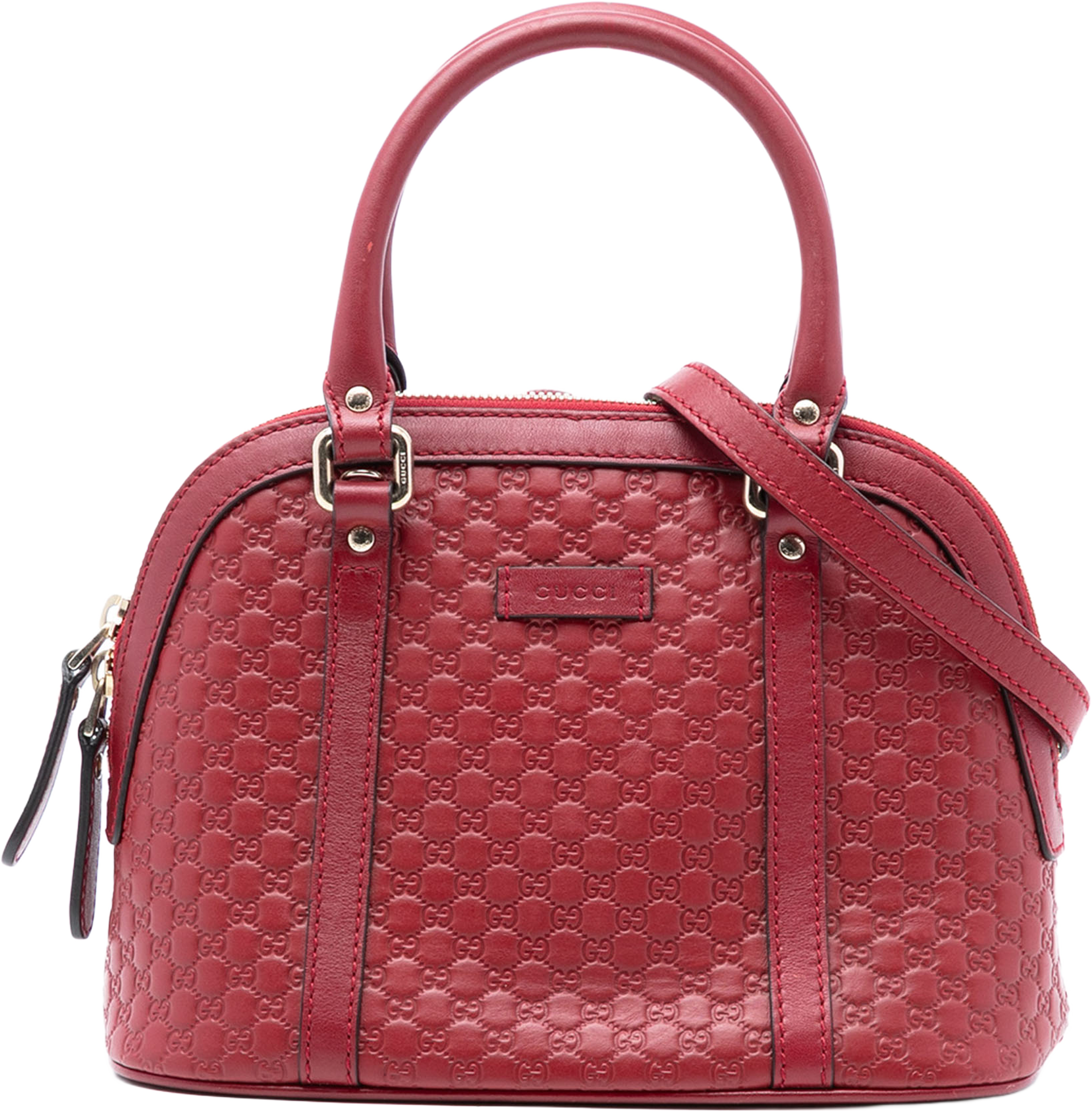Gucci Mini Microguccissima Dome Satchel, från Luxclusif, i färgen red. Klicka för att öppna bilden i stort format