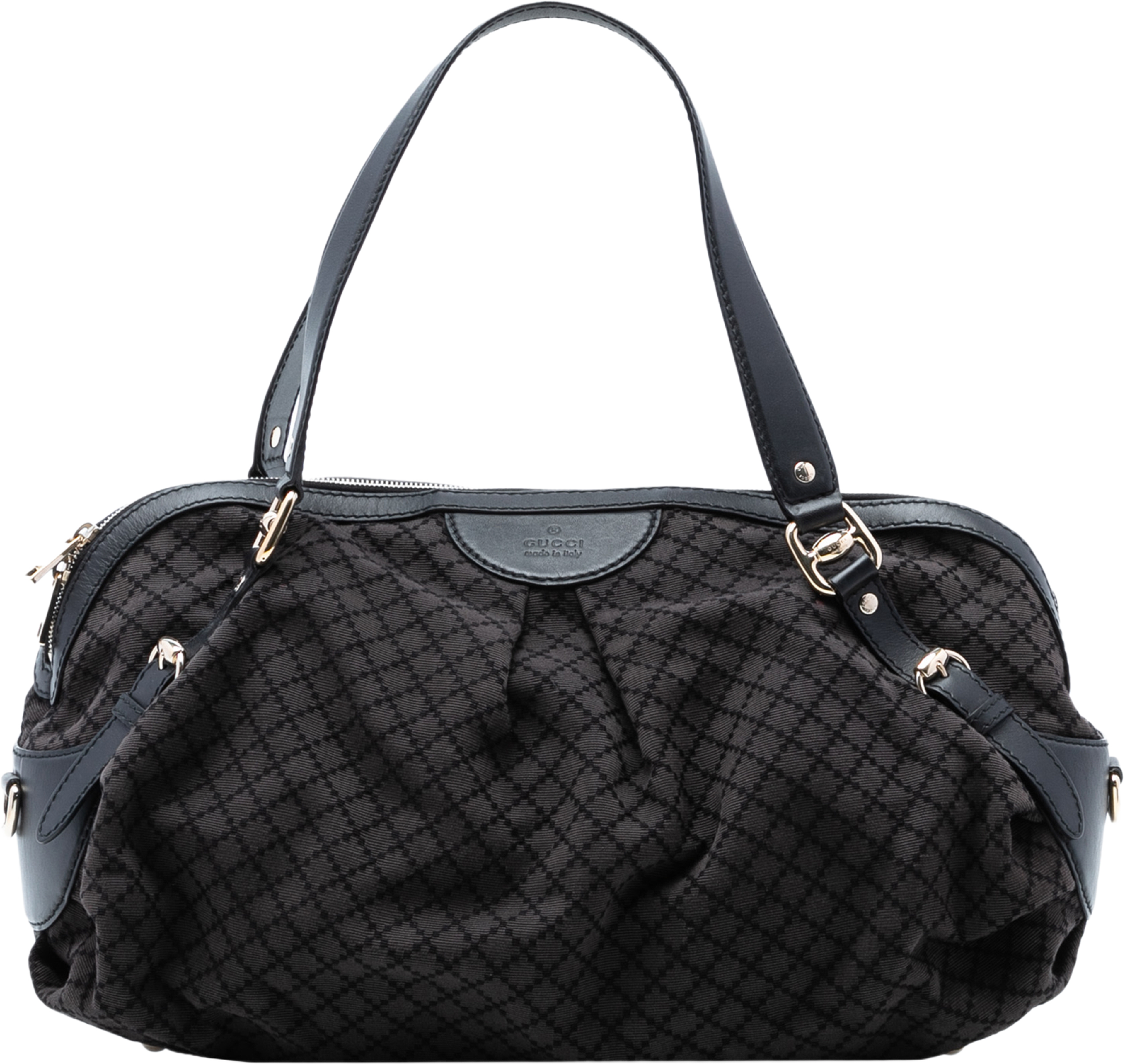 Gucci Diamante Canvas Bridle Satchel, från Luxclusif, i färgen dark gray. Klicka för att öppna bilden i stort format