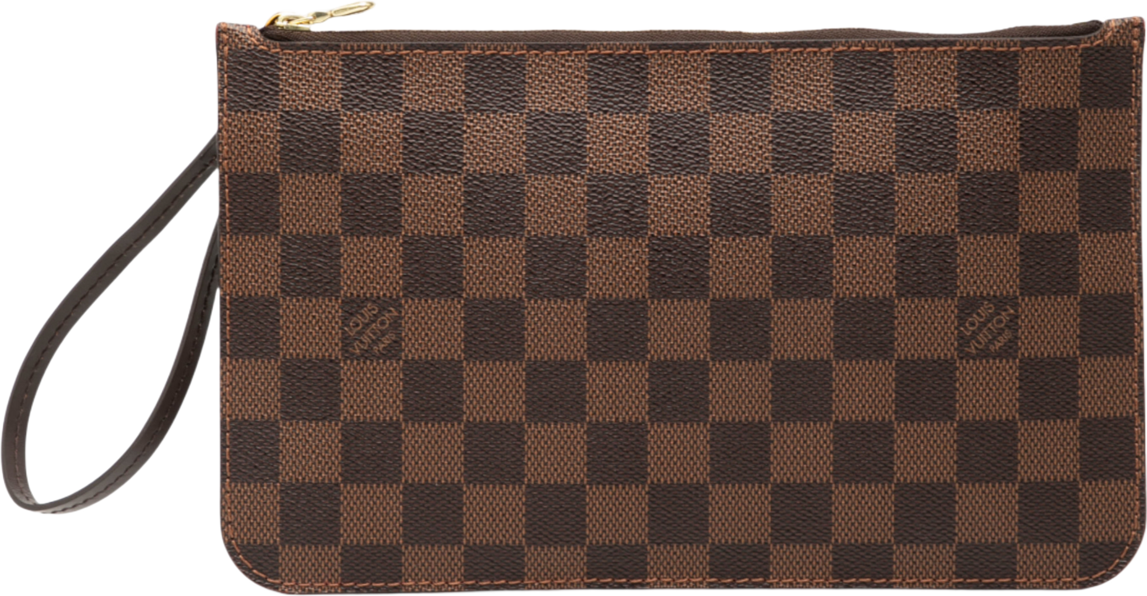 Louis Vuitton Damier Ebene Neverfull Pouch Mm, från Luxclusif, i färgen brown. Klicka för att öppna bilden i stort format