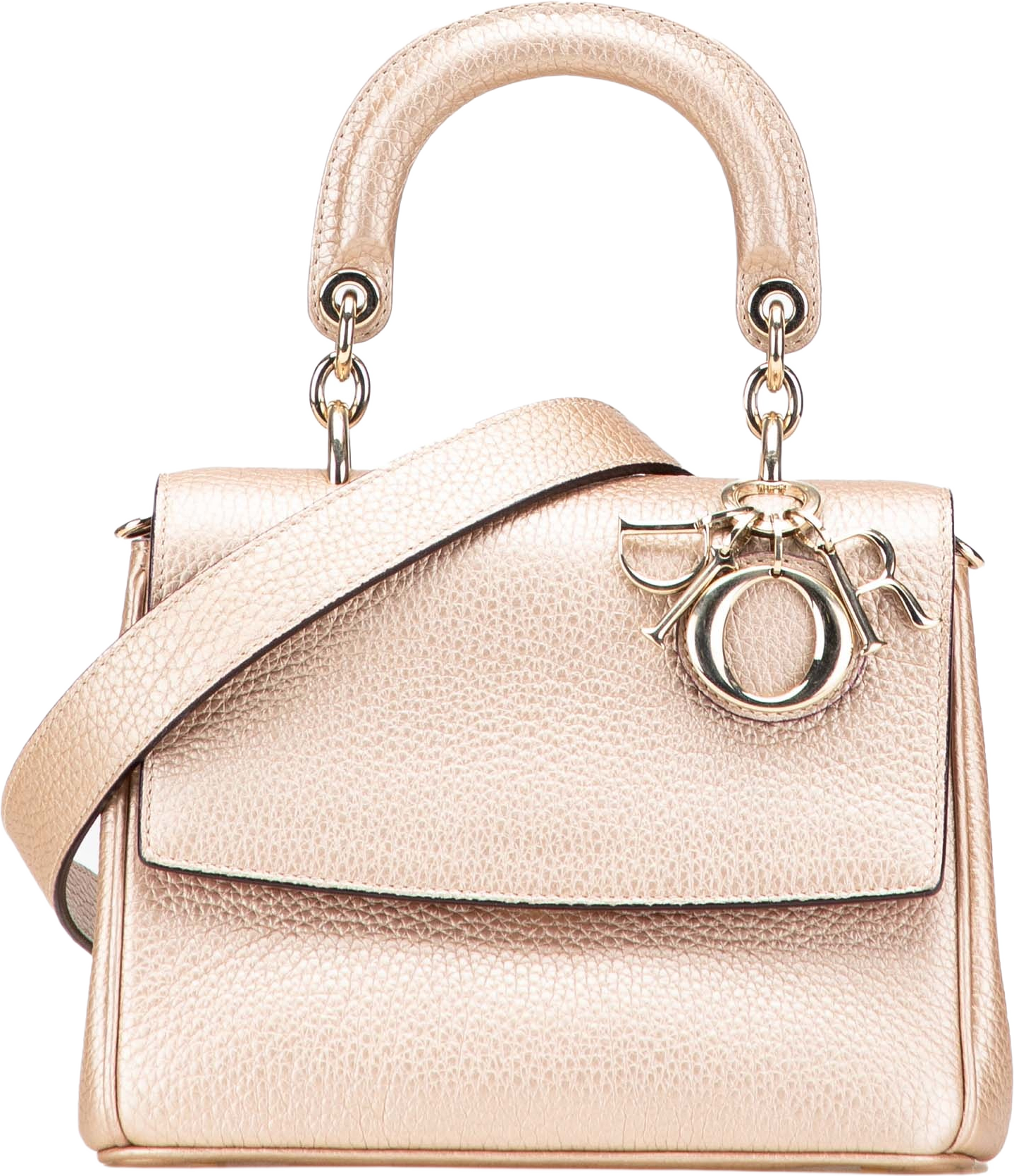 Dior Mini Metallic Grained Calfskin Be Dior Flap, från Luxclusif, i färgen gold.