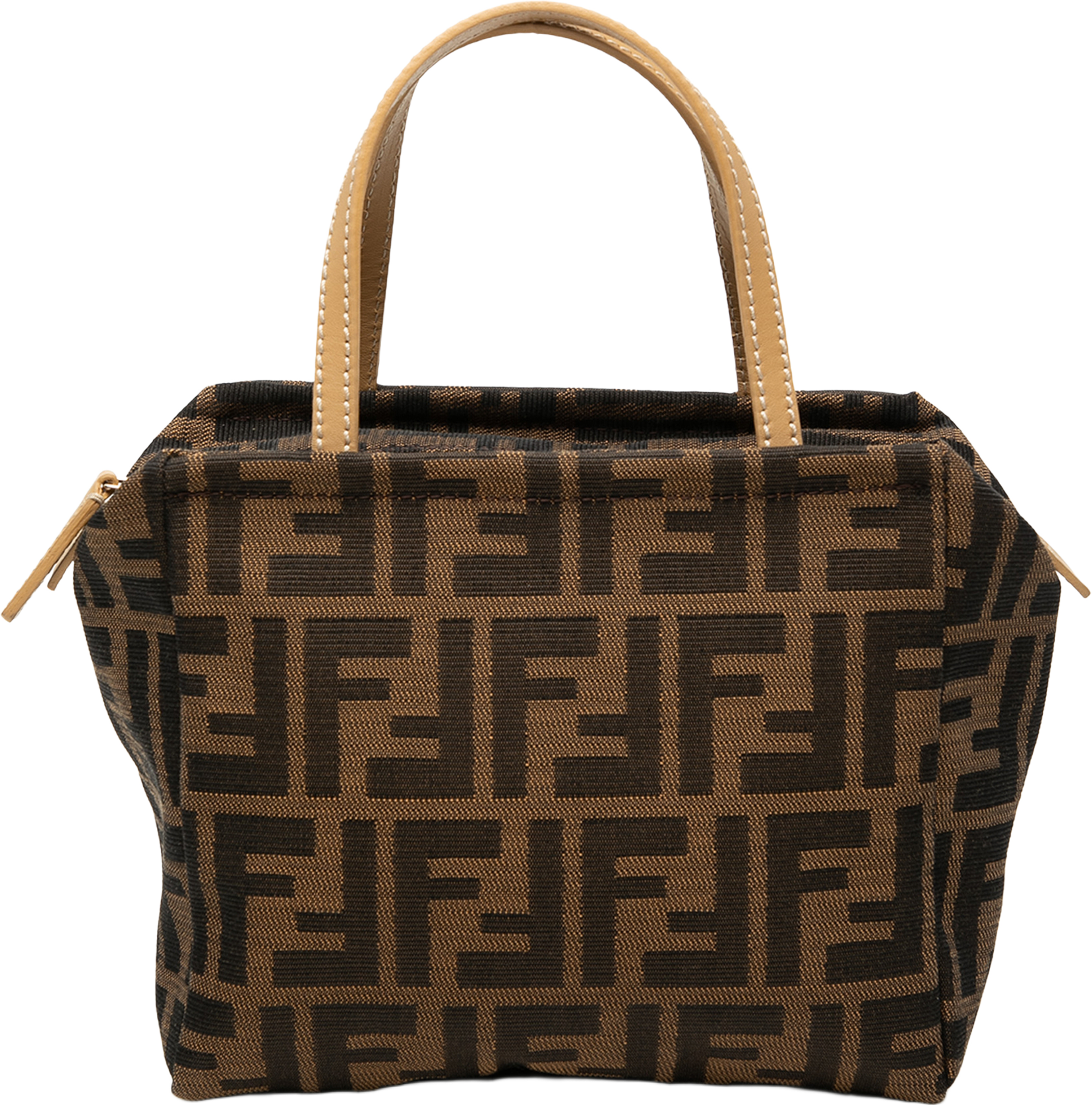 Fendi Mini Zucca Canvas Handbag, från Luxclusif, i färgen brown. Klicka för att öppna bilden i stort format