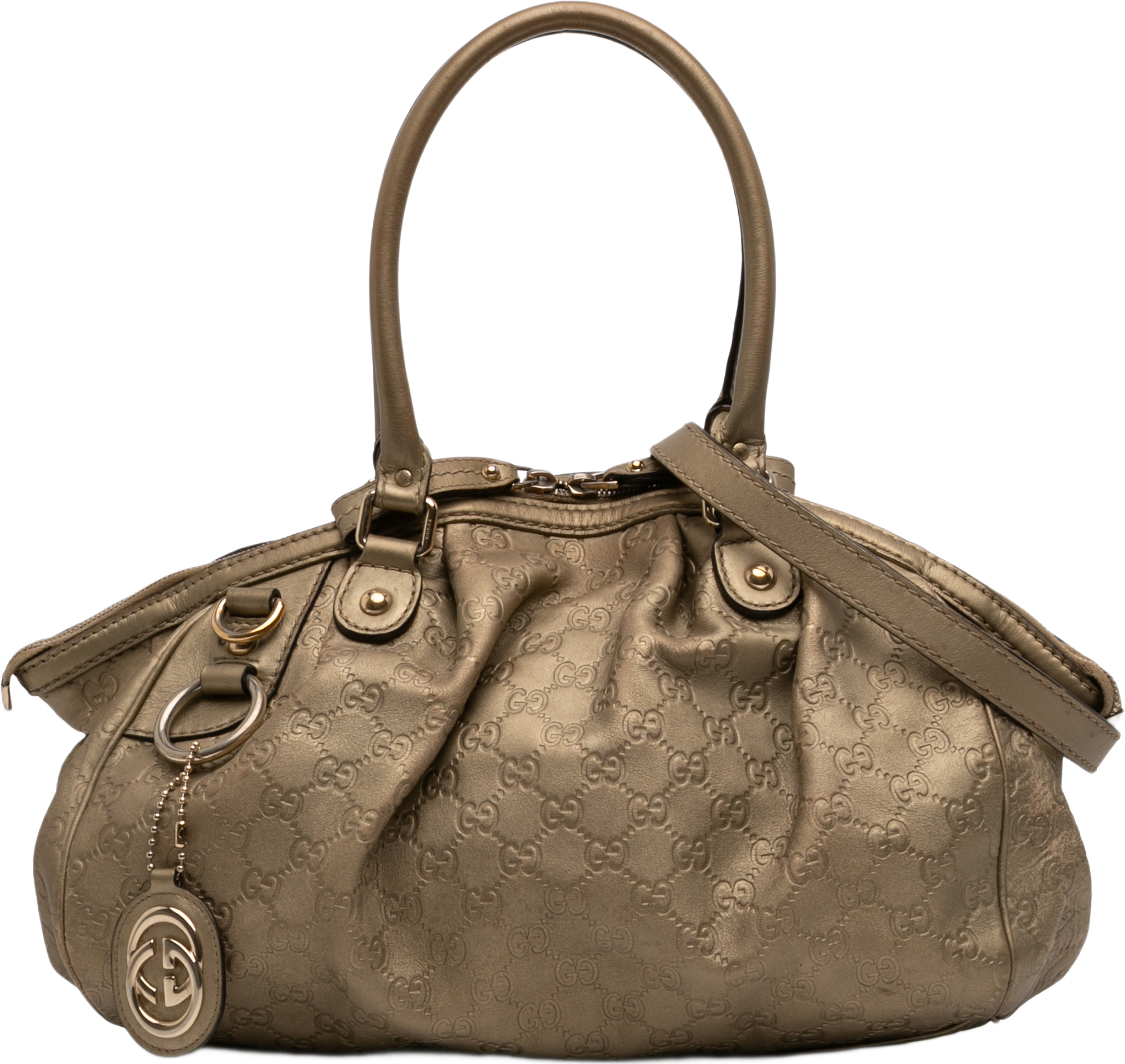 Gucci Guccissima Sukey Satchel, från Luxclusif, i färgen brun. Klicka för att öppna bilden i stort format