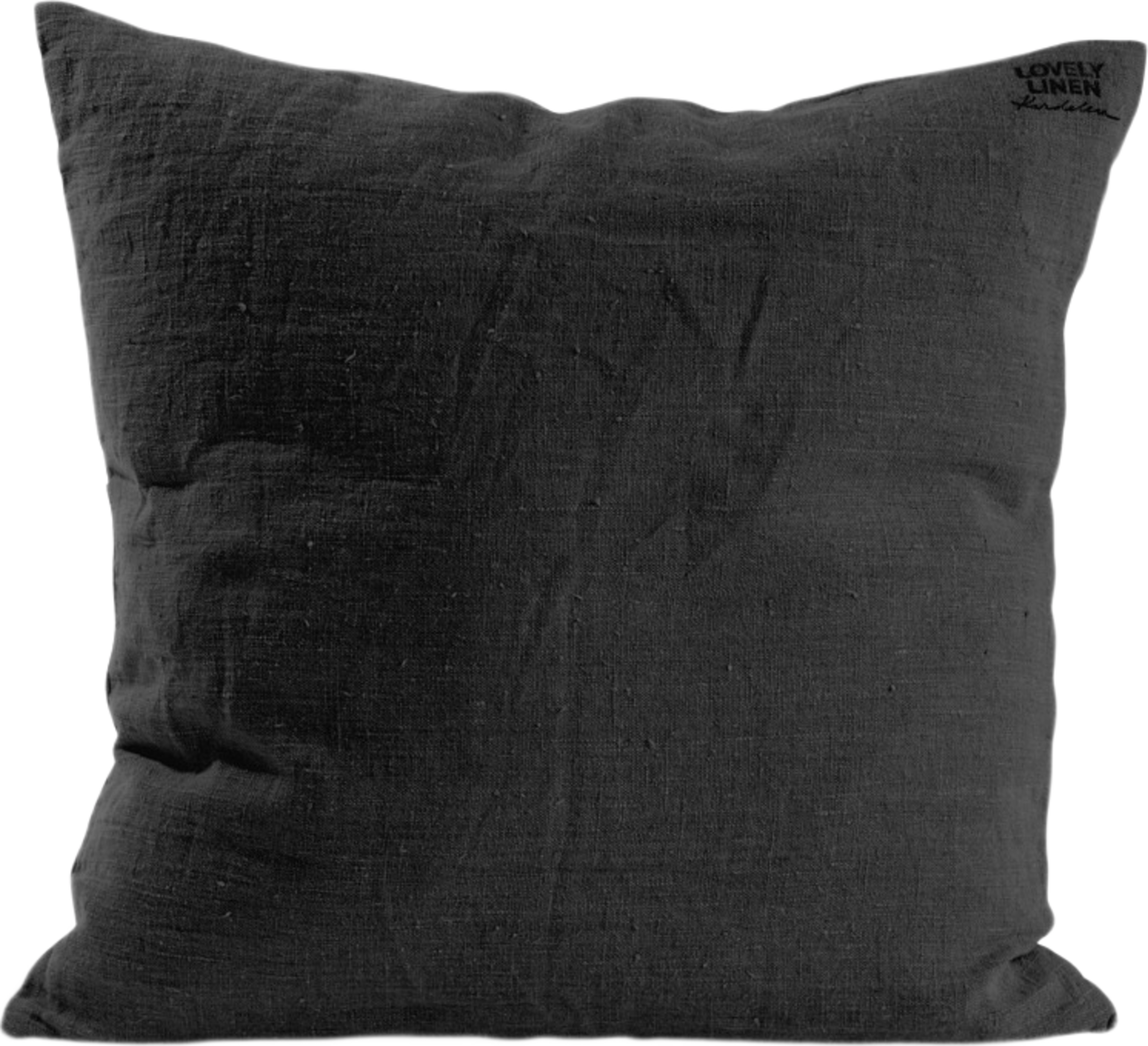 Kuddfodral Lovely I Tvättat Lin, från Lovely Linen, i färgen dark grey. Klicka för att öppna bilden i stort format