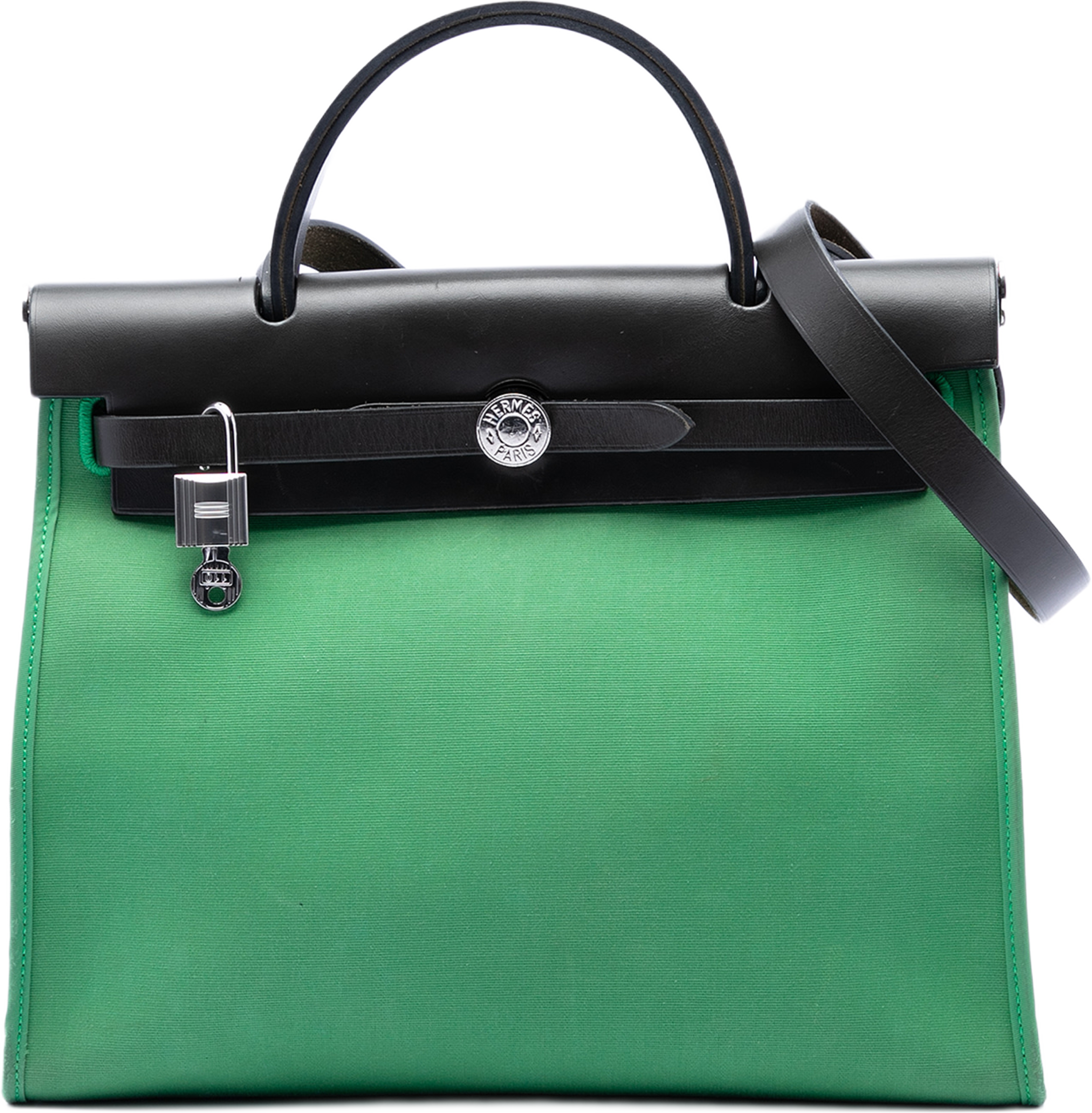 Hermès Military Toile And Vache Hunter Herbag Zip 31, från Luxclusif, i färgen green. Klicka för att öppna bilden i stort format