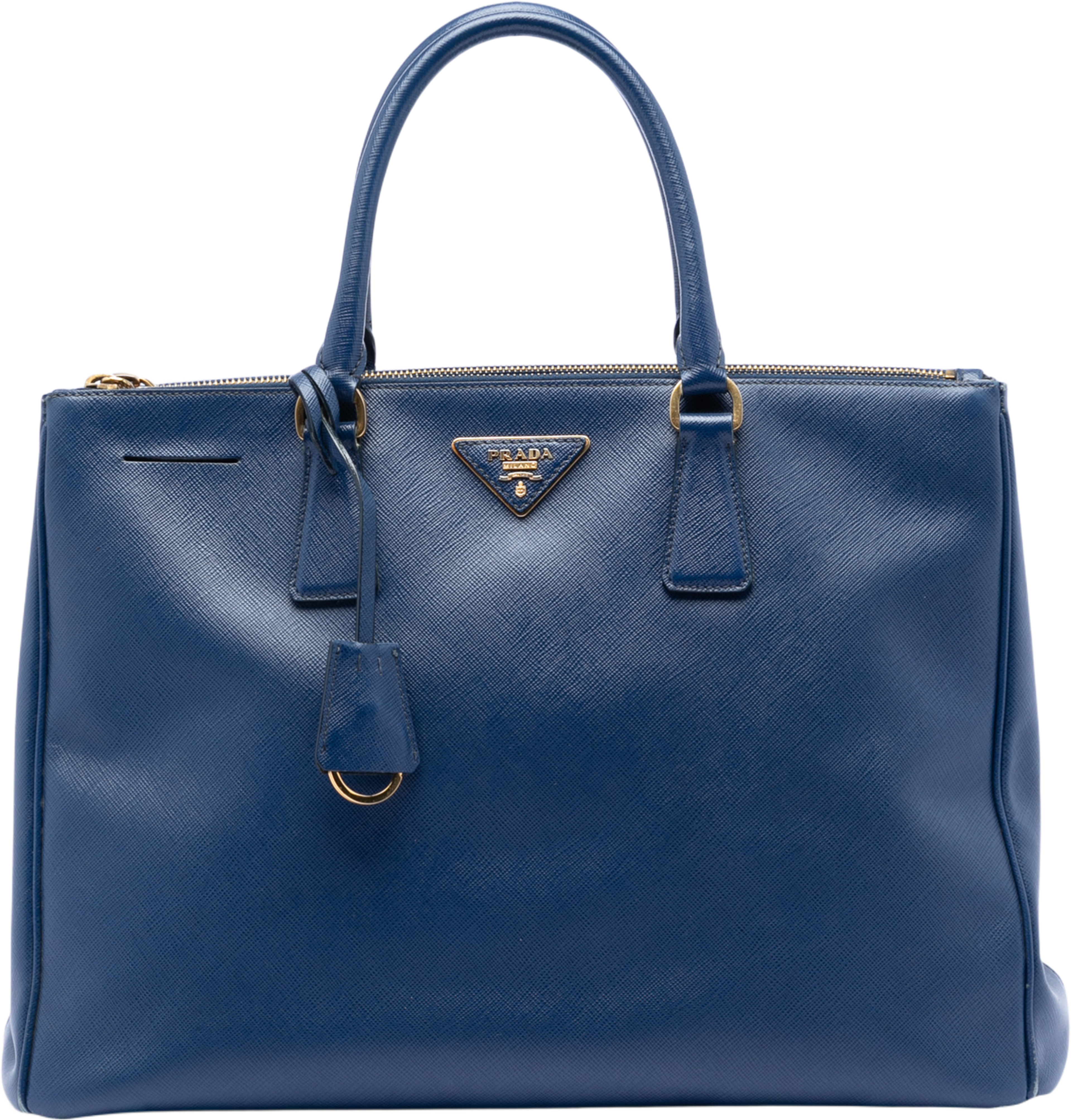 Prada Large Saffiano Lux Galleria Double Zip Tote, från Luxclusif, i färgen blue. Klicka för att öppna bilden i stort format