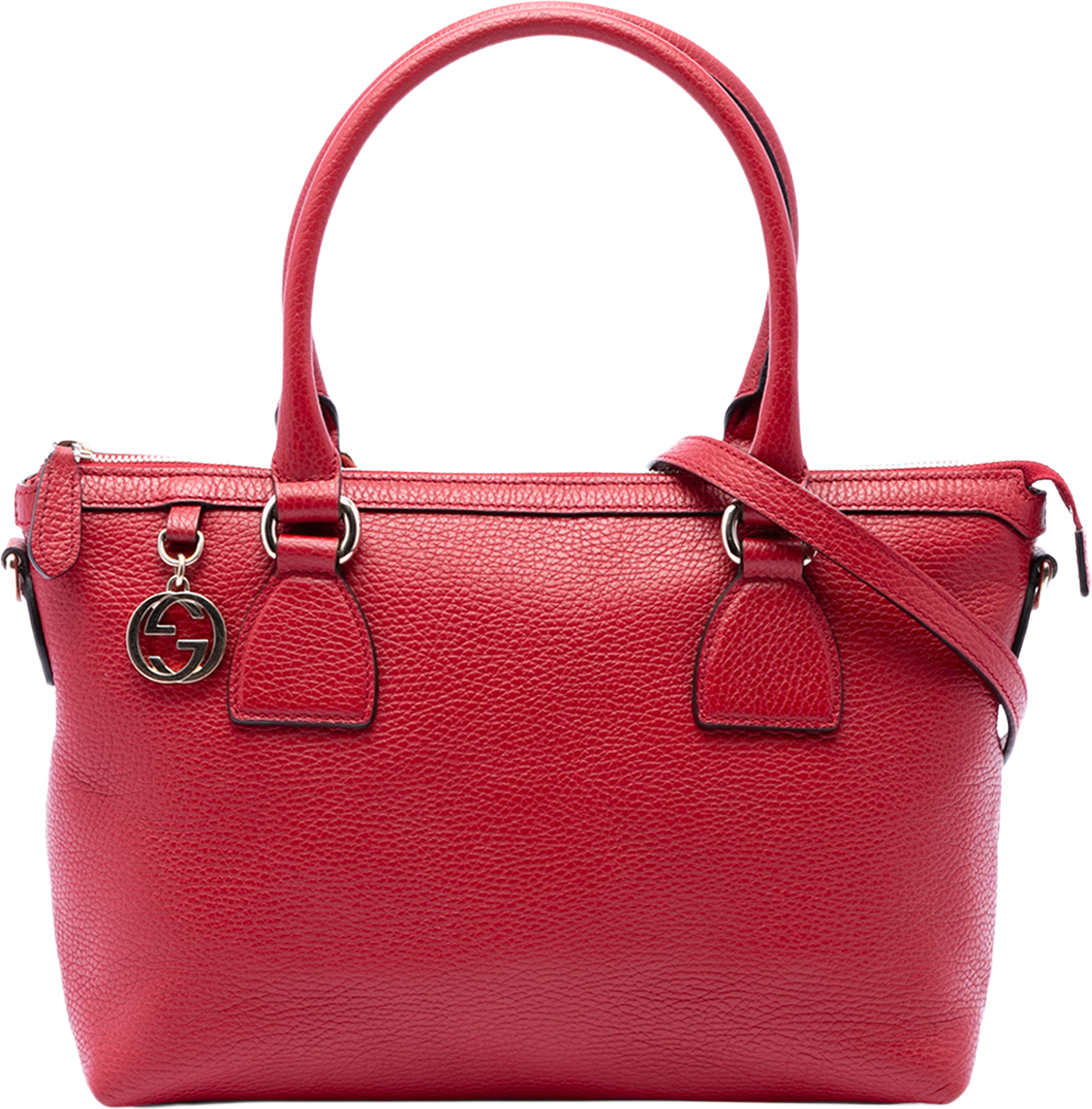 Gucci Dollar Calfskin Gg Charm Satchel, från Luxclusif, i färgen red. Klicka för att öppna bilden i stort format