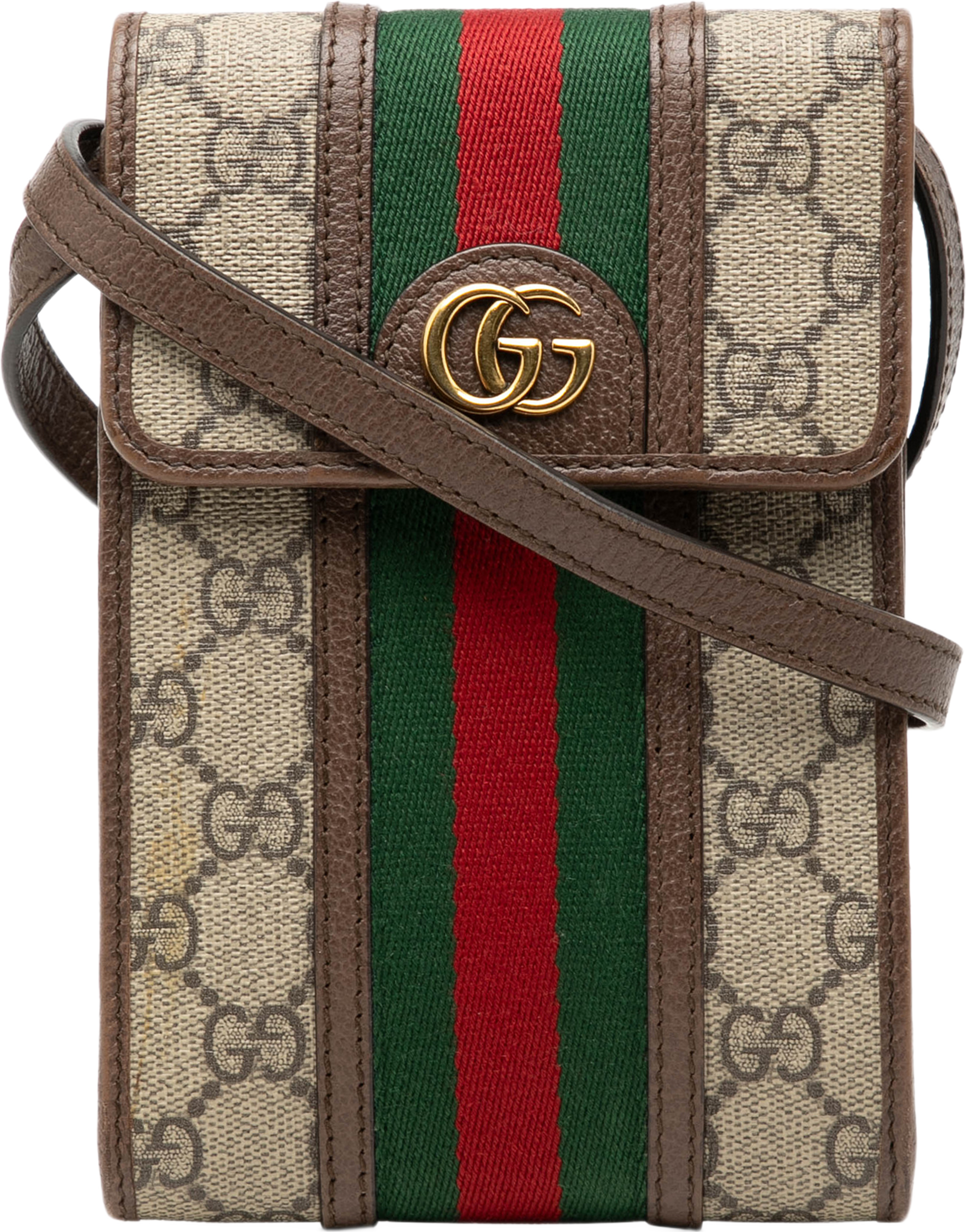 Gucci Mini Gg Supreme Web Ophidia Crossbody, från Luxclusif, i färgen beige. Klicka för att öppna bilden i stort format
