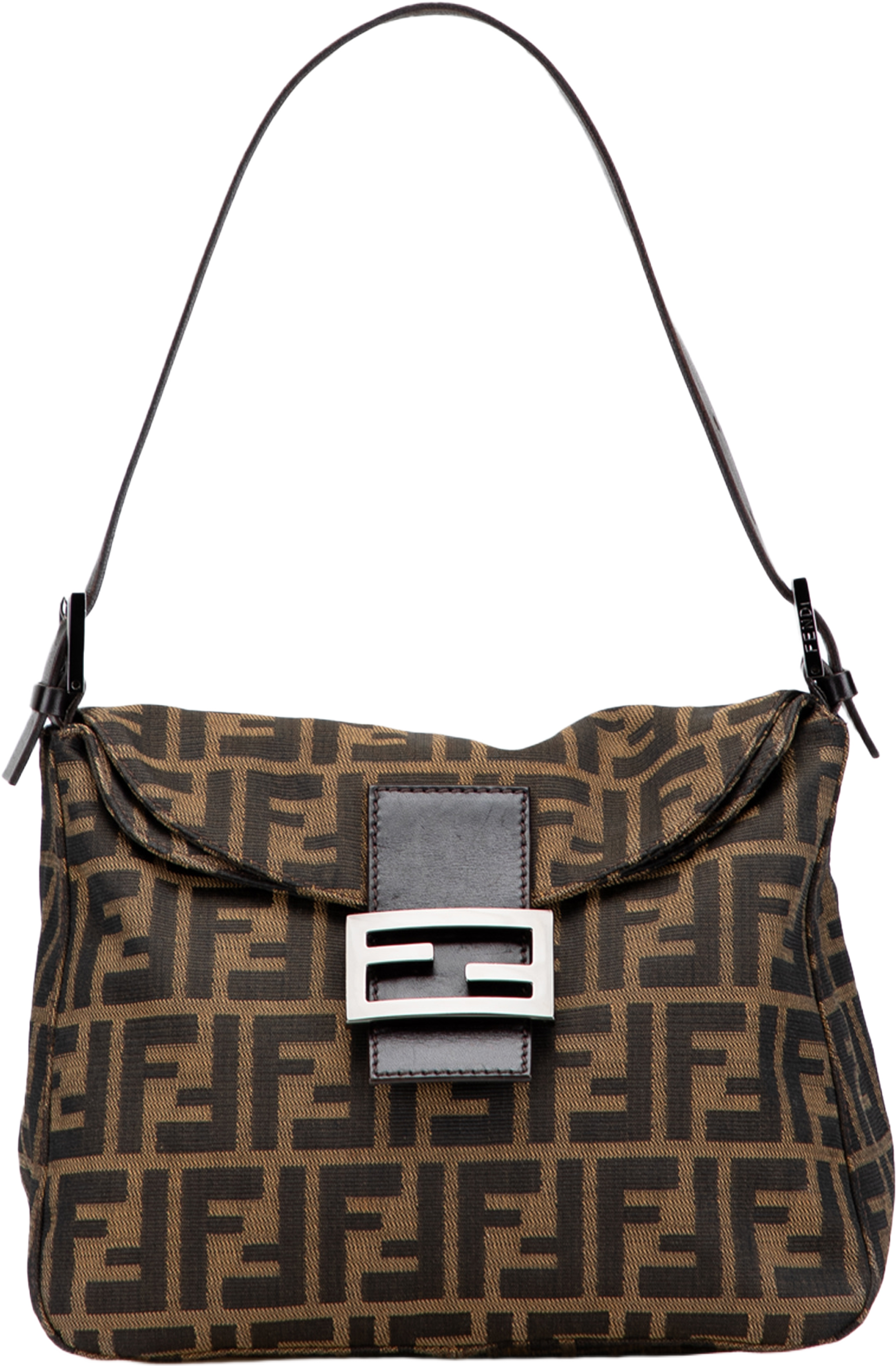 Fendi Zucca Canvas Double Flap Shoulder Bag, från Luxclusif, i färgen brown. Klicka för att öppna bilden i stort format