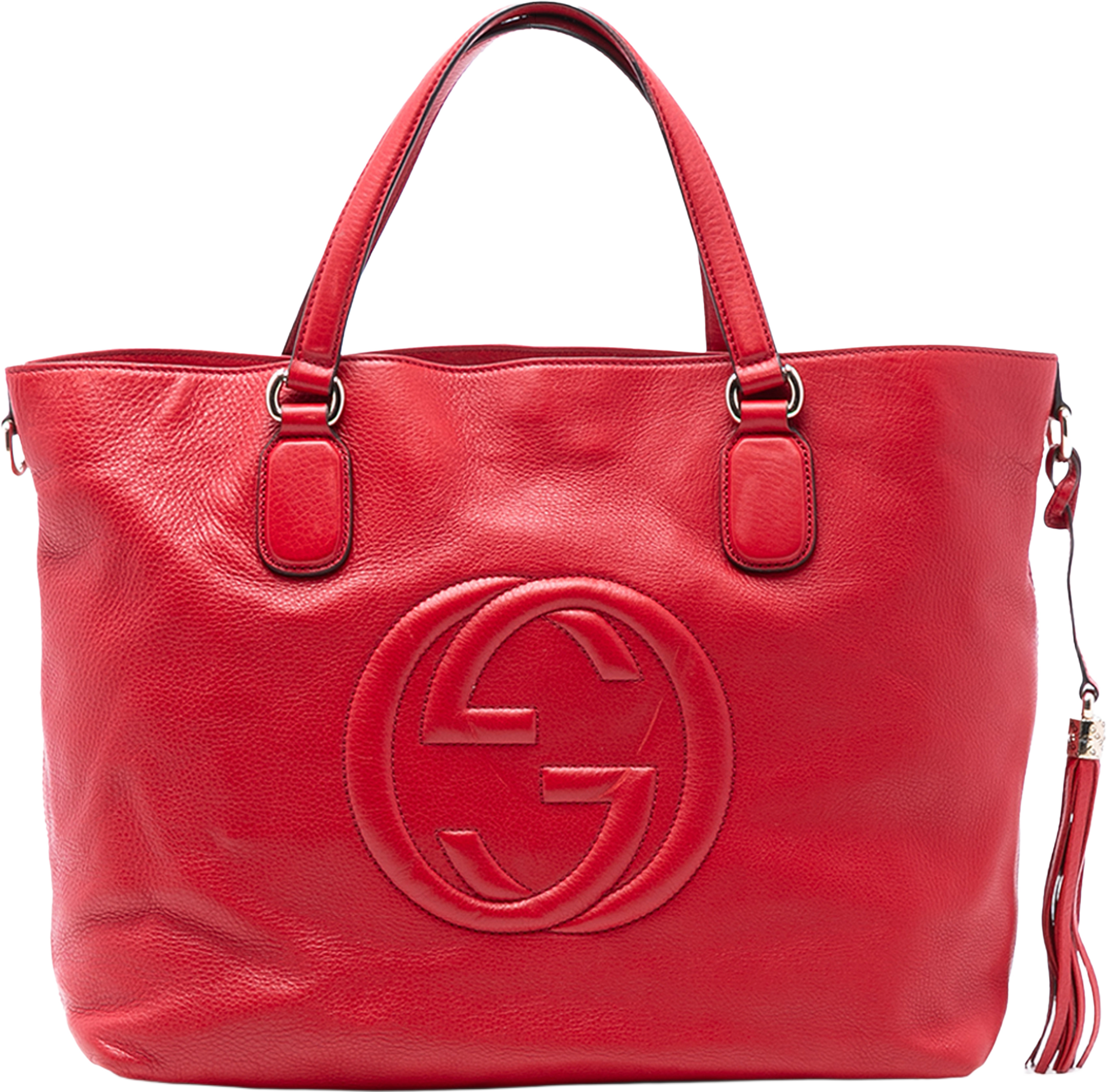 Gucci Large Leather Soho Working Tote, från Luxclusif, i färgen red. Klicka för att öppna bilden i stort format