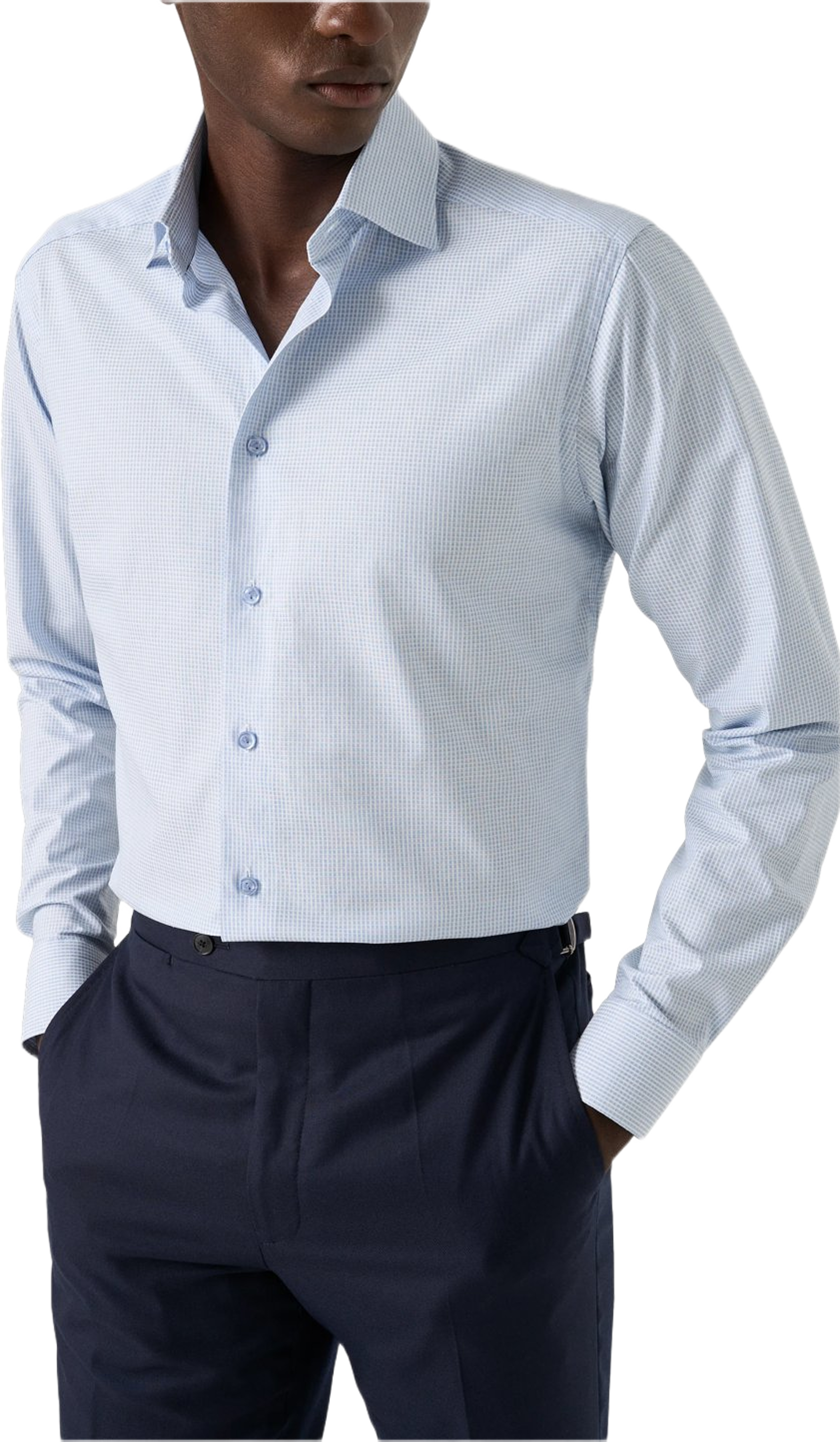 Rutig Fine Twill-skjorta Slim Fit, från Eton, i färgen mid blue. Klicka för att öppna bilden i stort format