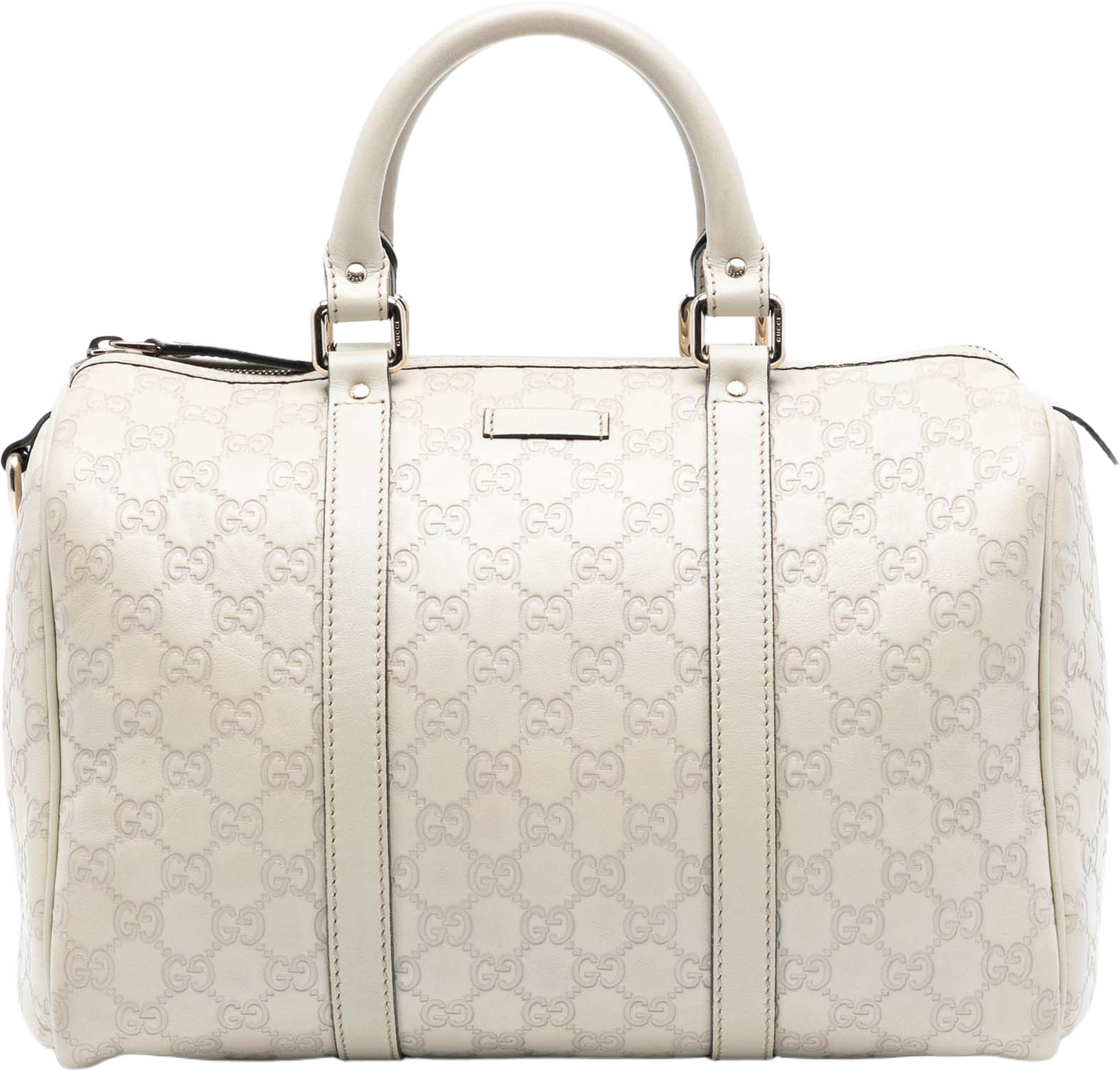 Gucci Medium Guccissima Joy Boston Bag, från Luxclusif, i färgen white. Klicka för att öppna bilden i stort format