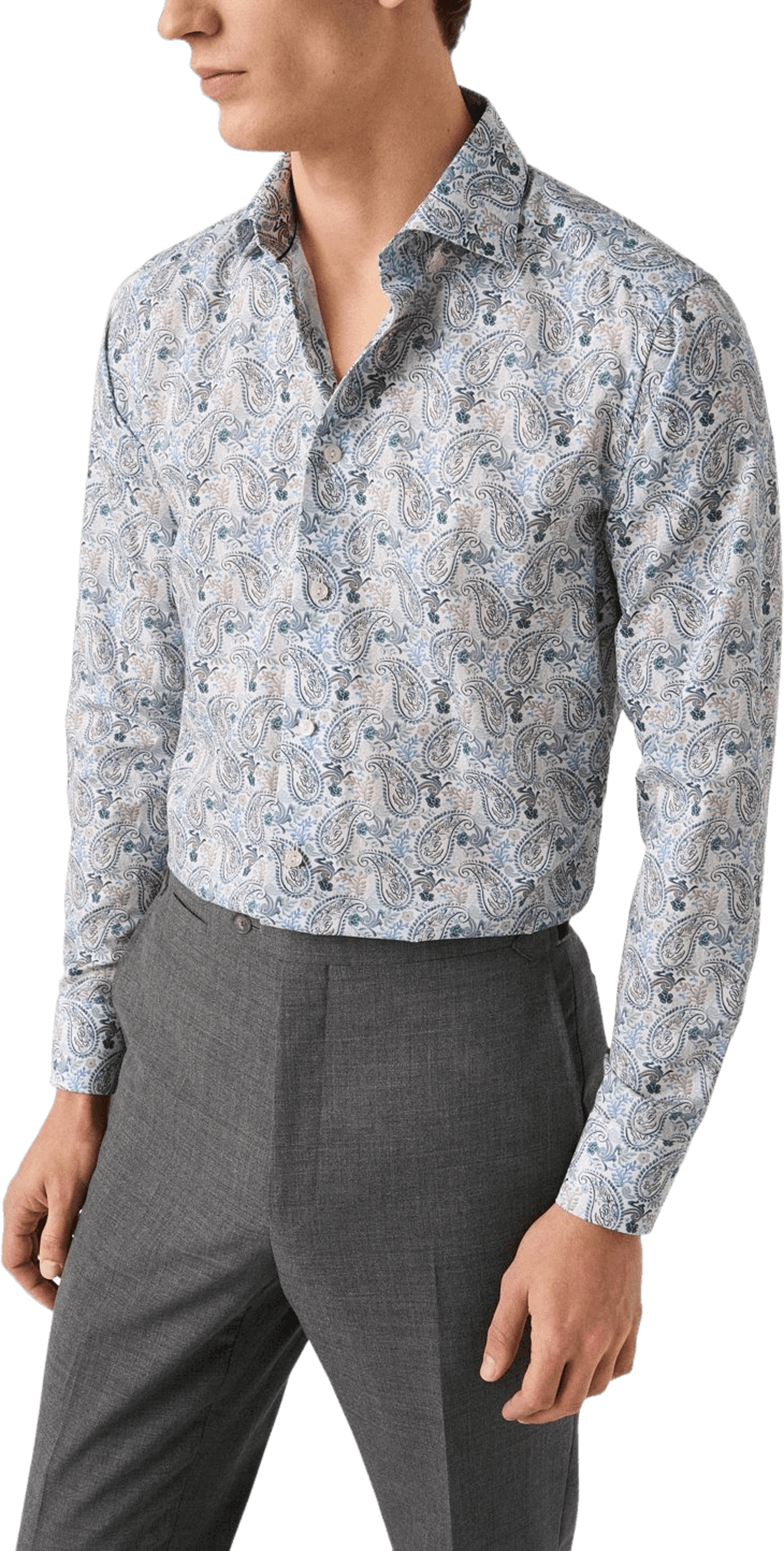 Skjorta I Bomull Och Tencel™ Lyocell Med Motiv Contemporary Fit, från Eton, i färgen mid blue. Klicka för att öppna bilden i stort format