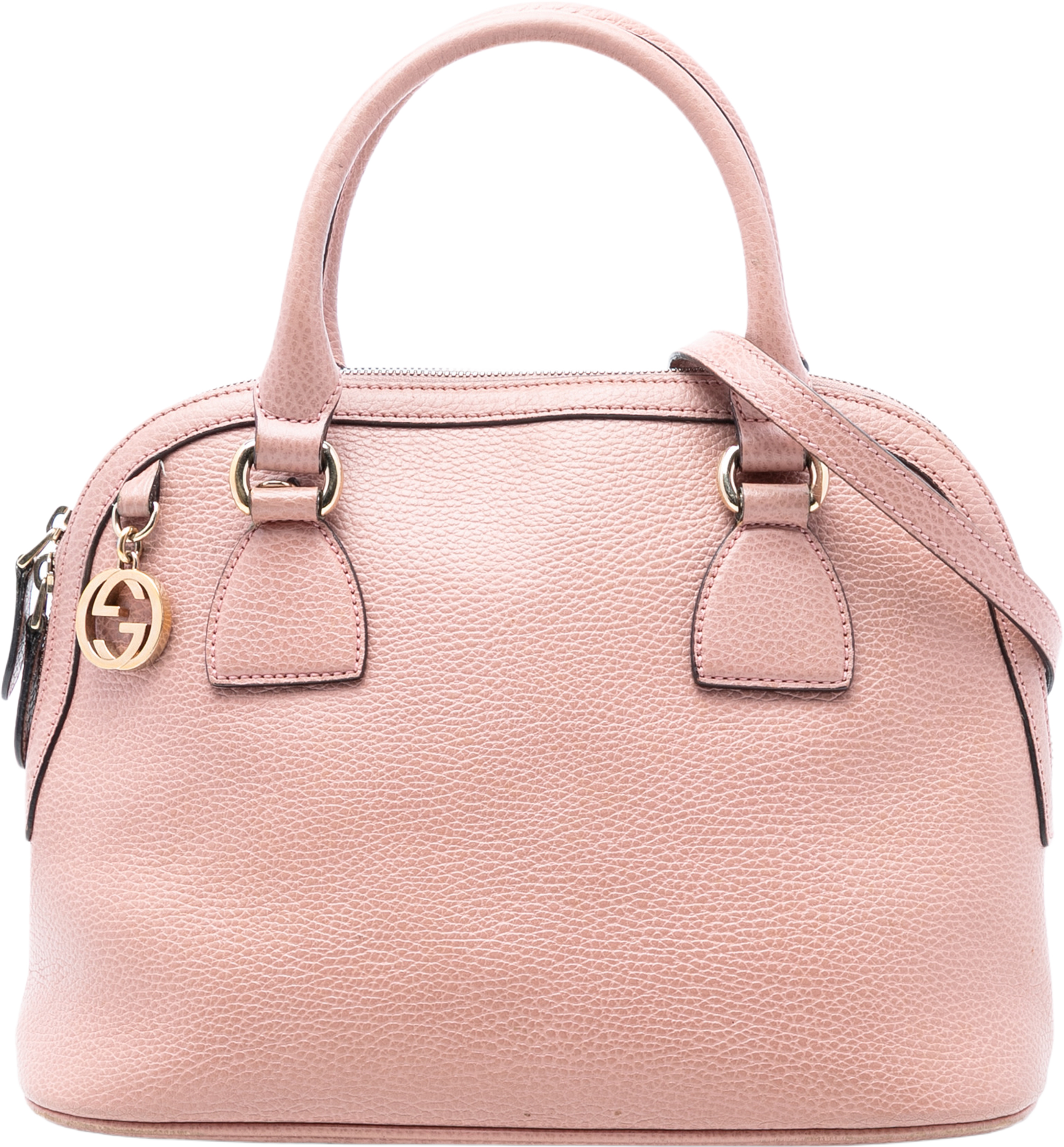 Gucci Small Dollar Calfskin Gg Charm Dome Satchel, från Luxclusif, i färgen pink. Klicka för att öppna bilden i stort format