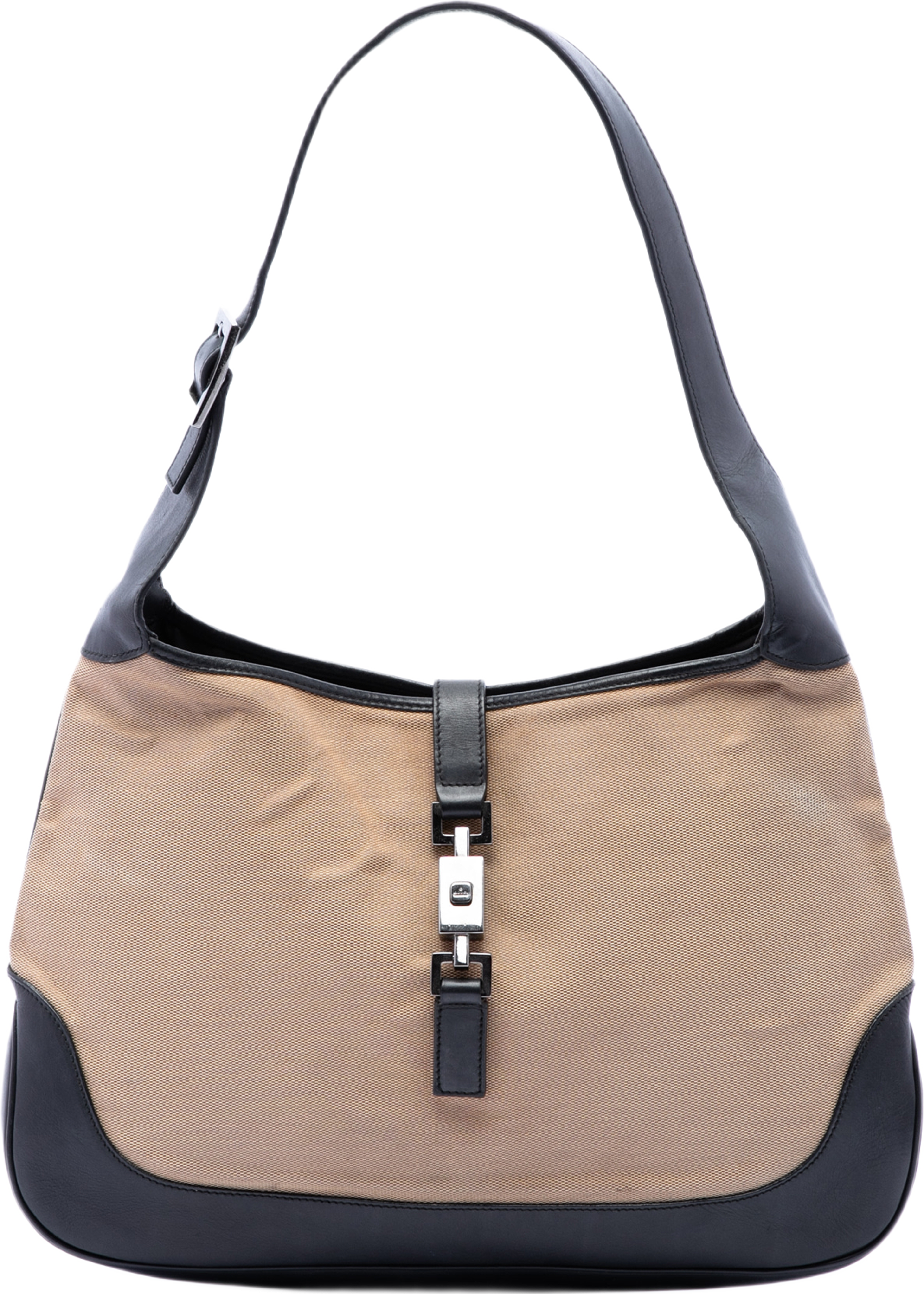 Gucci Canvas Jackie Shoulder Bag, från Luxclusif, i färgen beige. Klicka för att öppna bilden i stort format