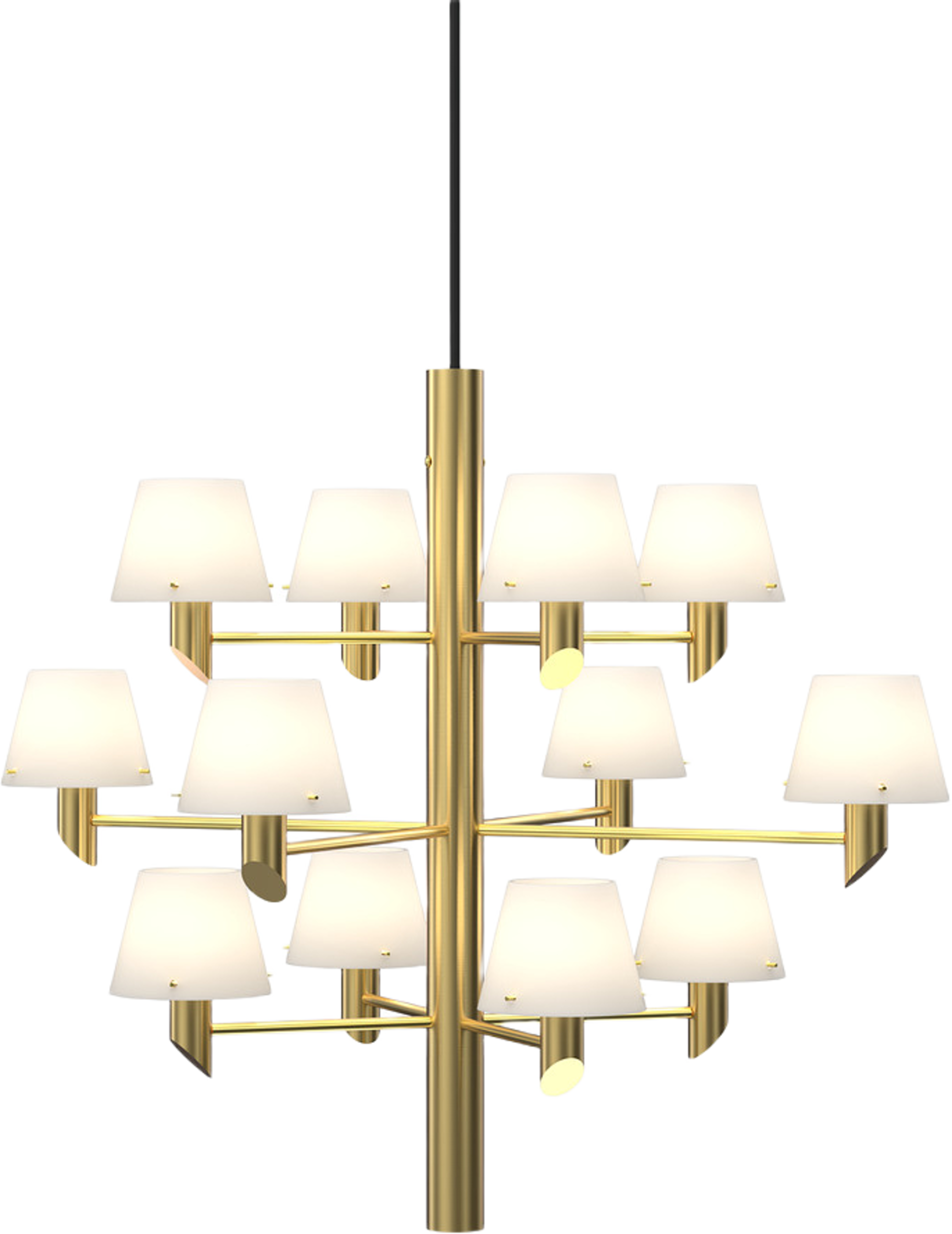 Krona Gil 12, från Herstal, i färgen satin brass/opal glas. Klicka för att öppna bilden i stort format