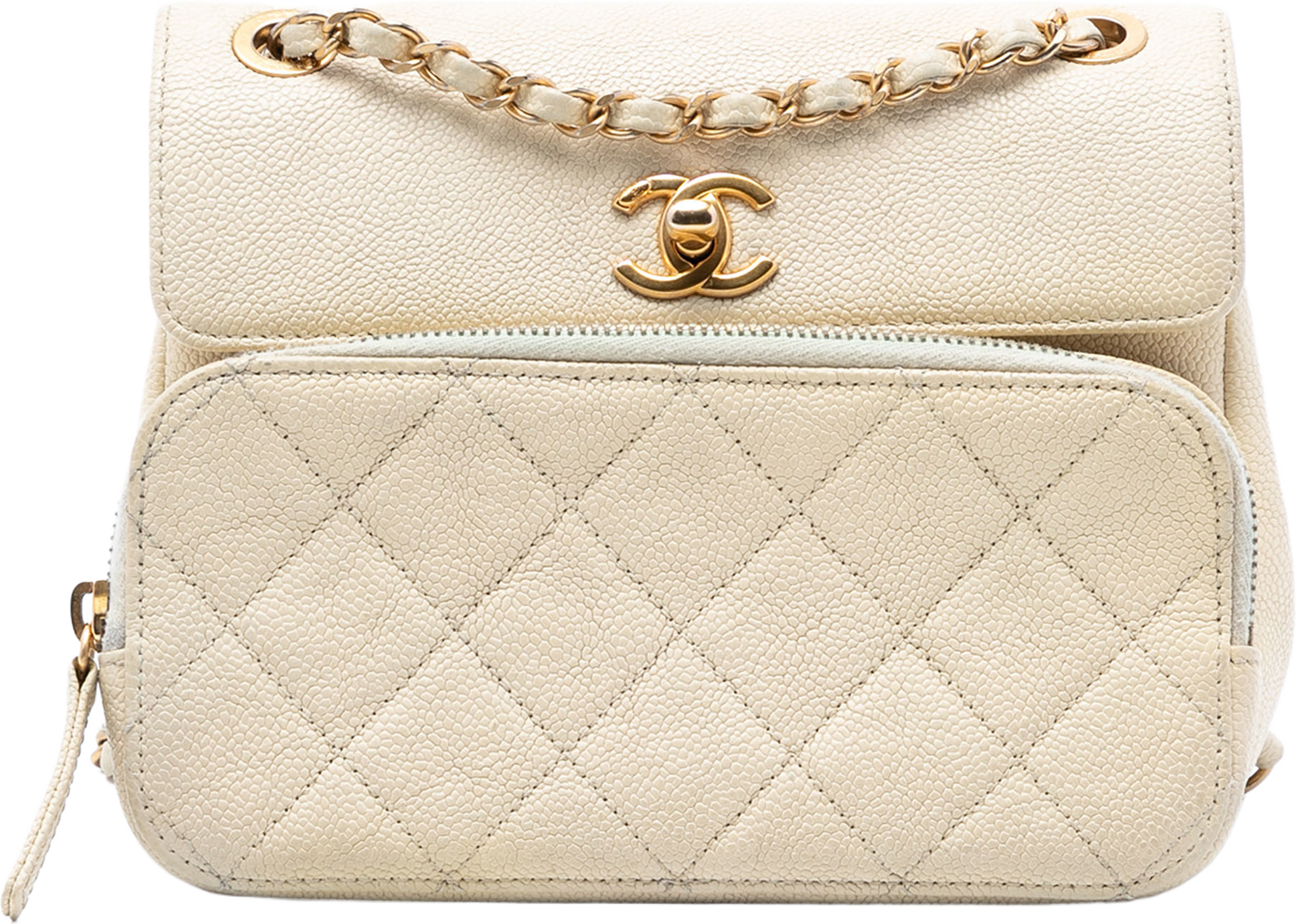 Chanel Caviar Business Affinity Messenger Flap, från Luxclusif, i färgen ivory. Klicka för att öppna bilden i stort format