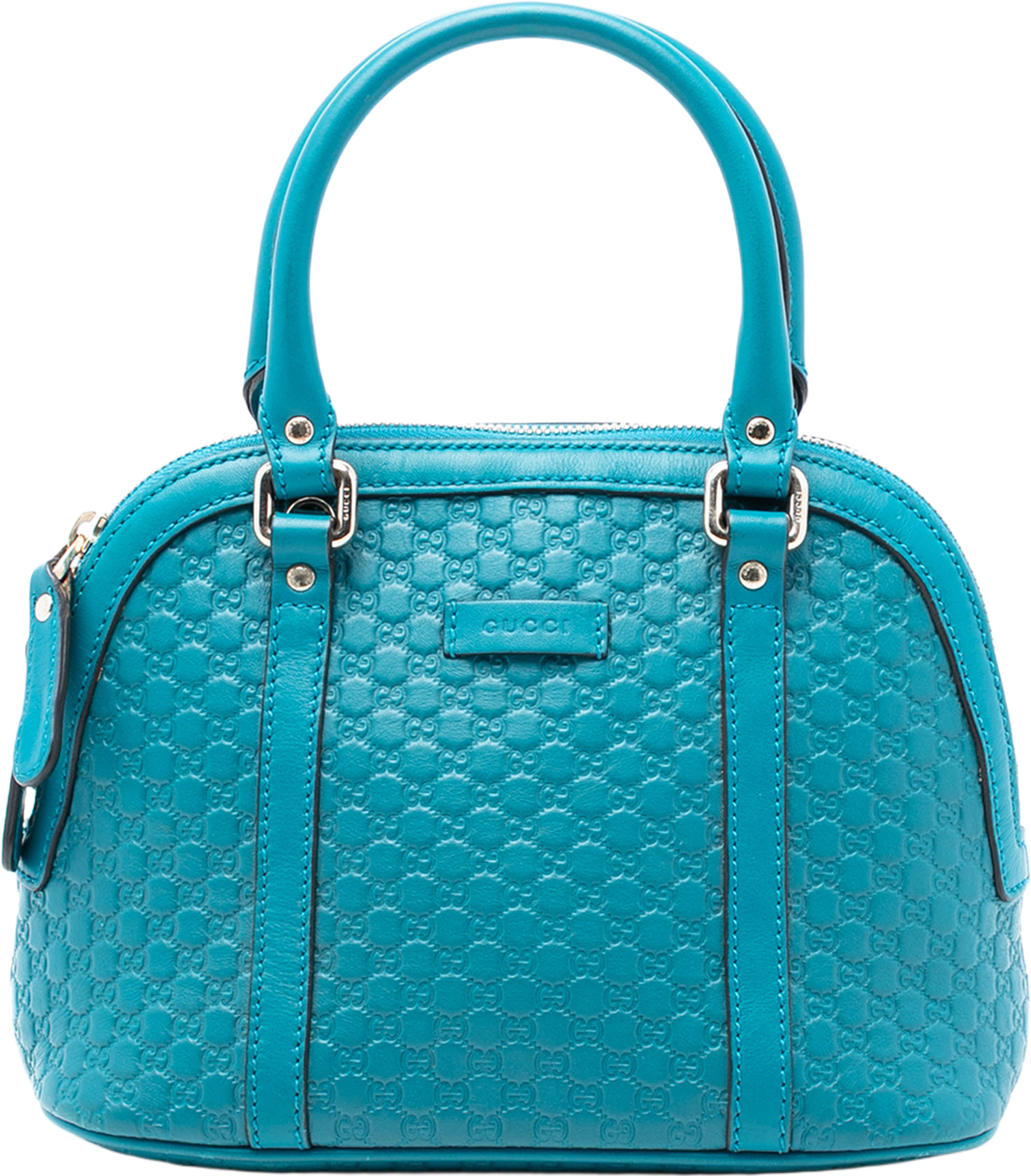 Gucci Mini Microguccissima Dome Satchel, från Luxclusif, i färgen turquoise. Klicka för att öppna bilden i stort format