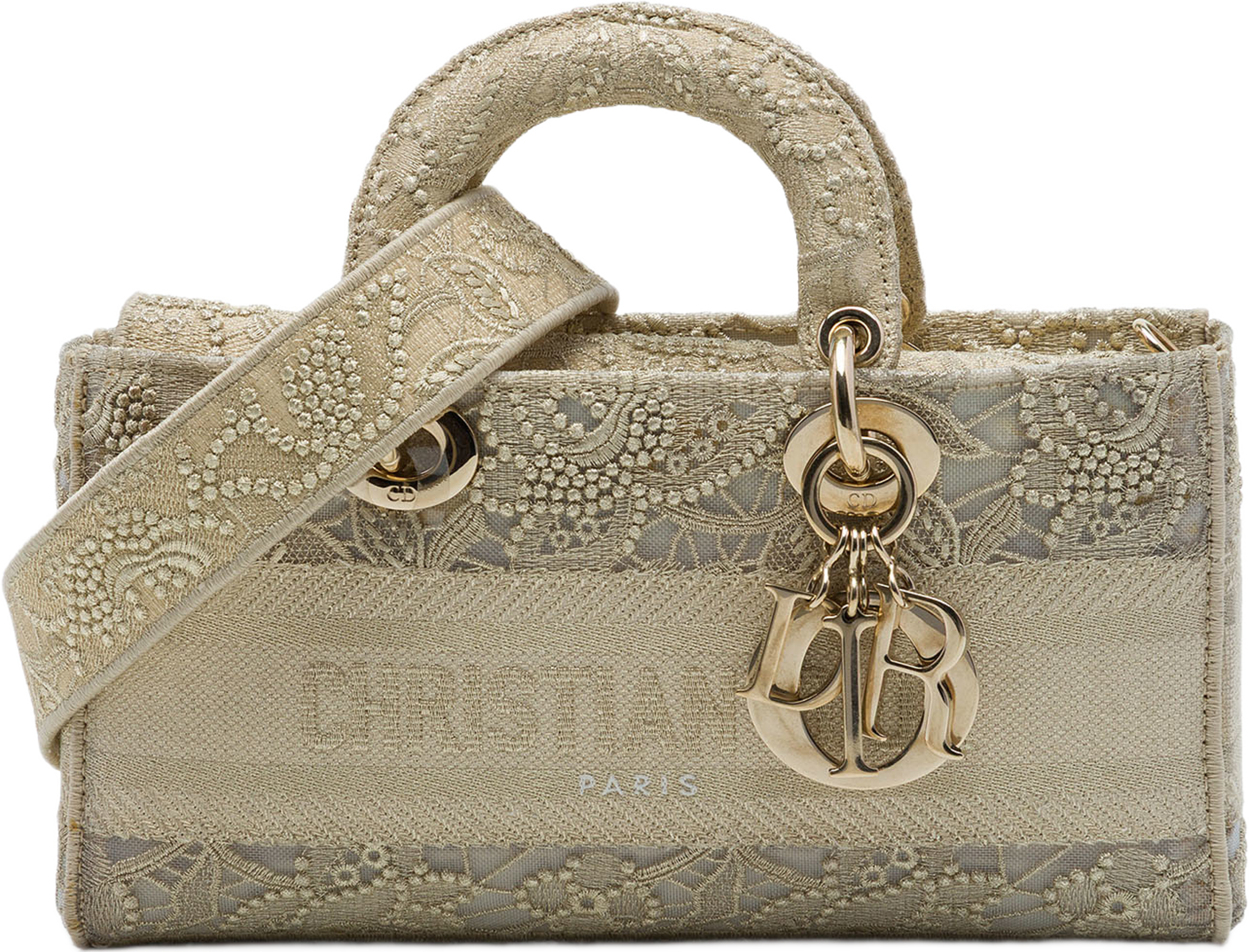 Dior Medium Embroidered Lace 3d Macrame Lady D Joy, från Luxclusif, i färgen beige. Klicka för att öppna bilden i stort format
