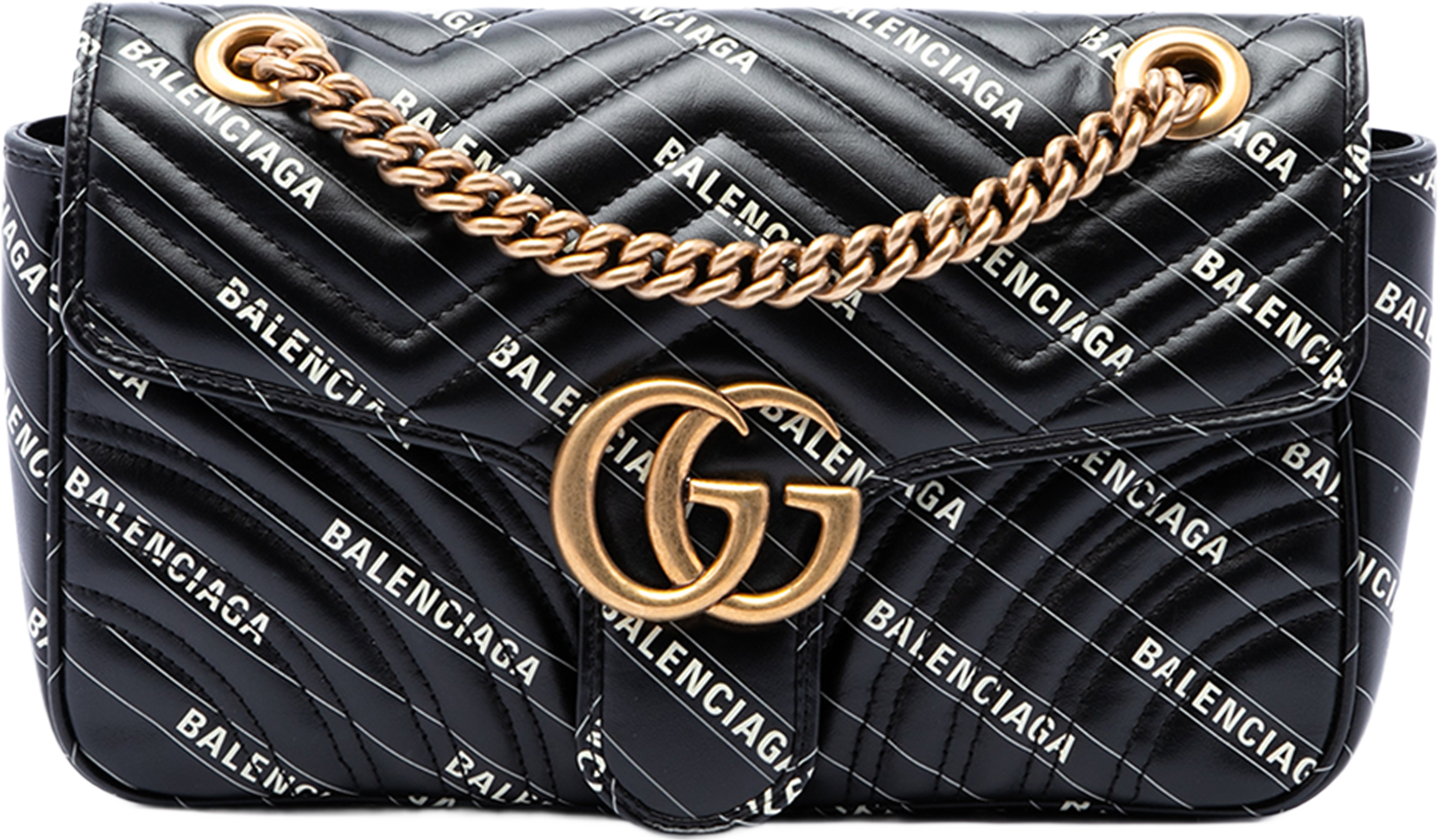 Gucci Balenciaga The Hacker Project Medium Gg Marmont Matelasse Leather Shoulder Bag, från Luxclusif, i färgen svart. Klicka för att öppna bilden i stort format