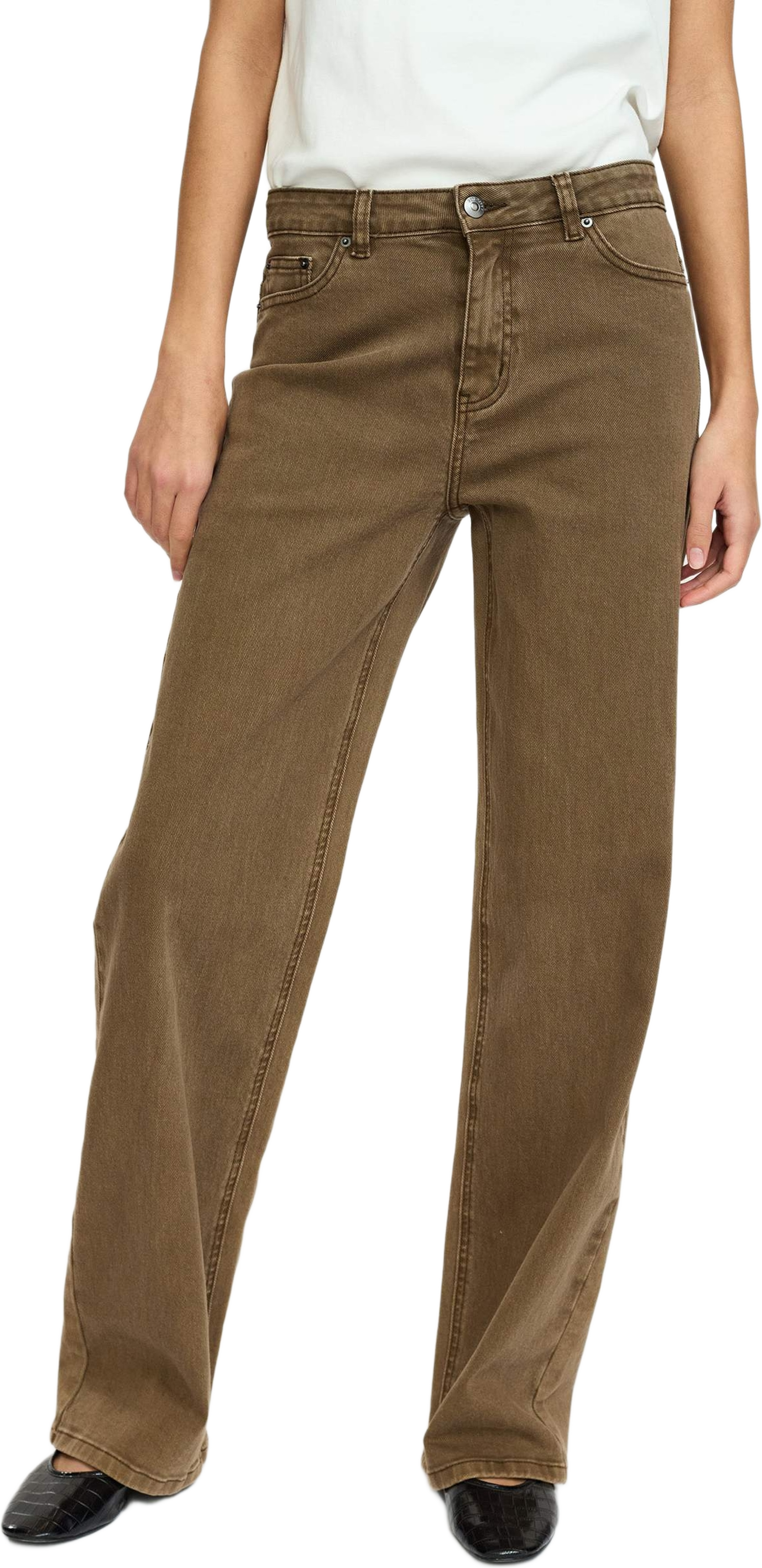 Srkilea Willa Midwaist Wide Jeans - Sepia, från Soft Rebels, i färgen sepia. Klicka för att öppna bilden i stort format