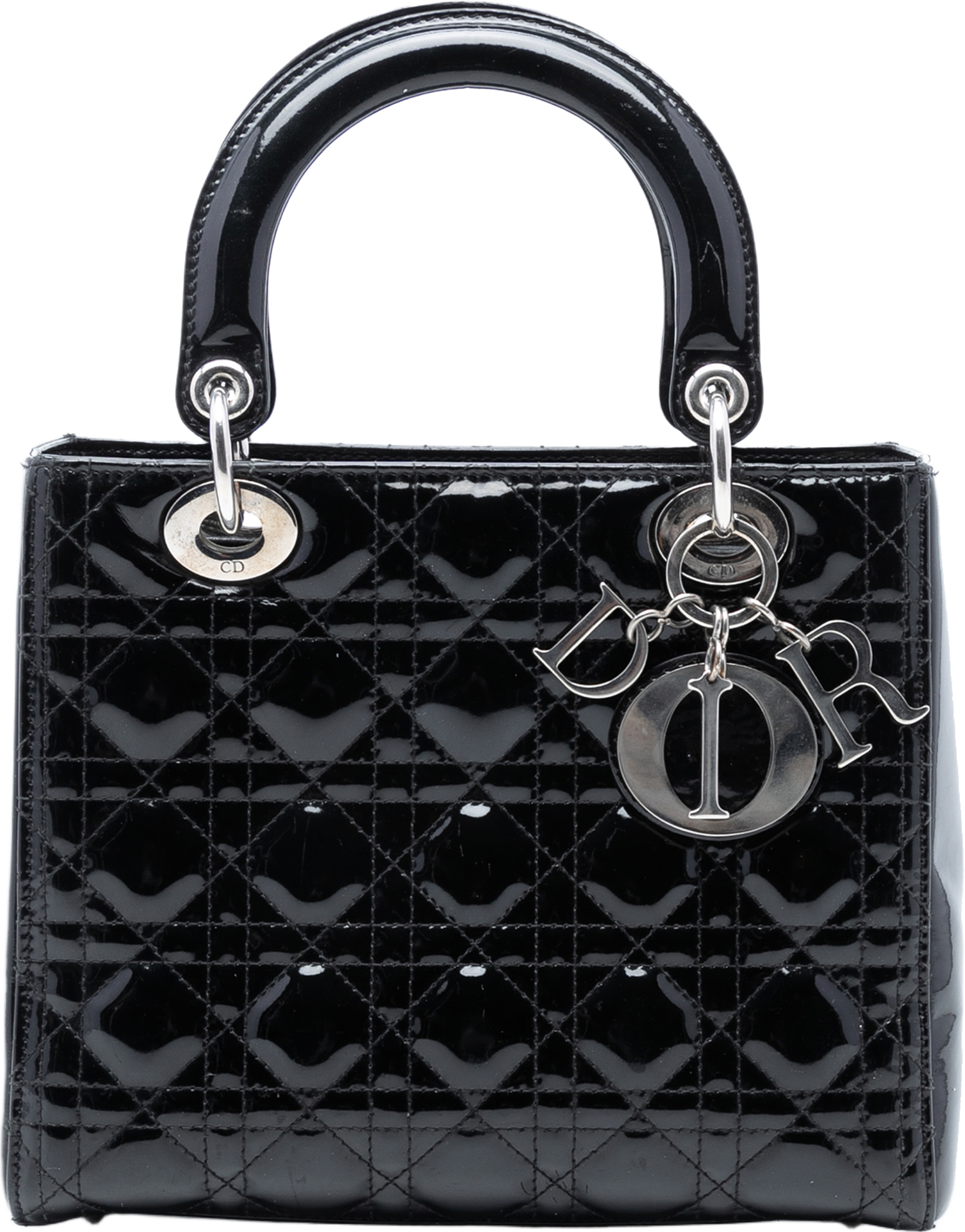 Dior Medium Patent Cannage Lady Dior, från Luxclusif, i färgen black. Klicka för att öppna bilden i stort format