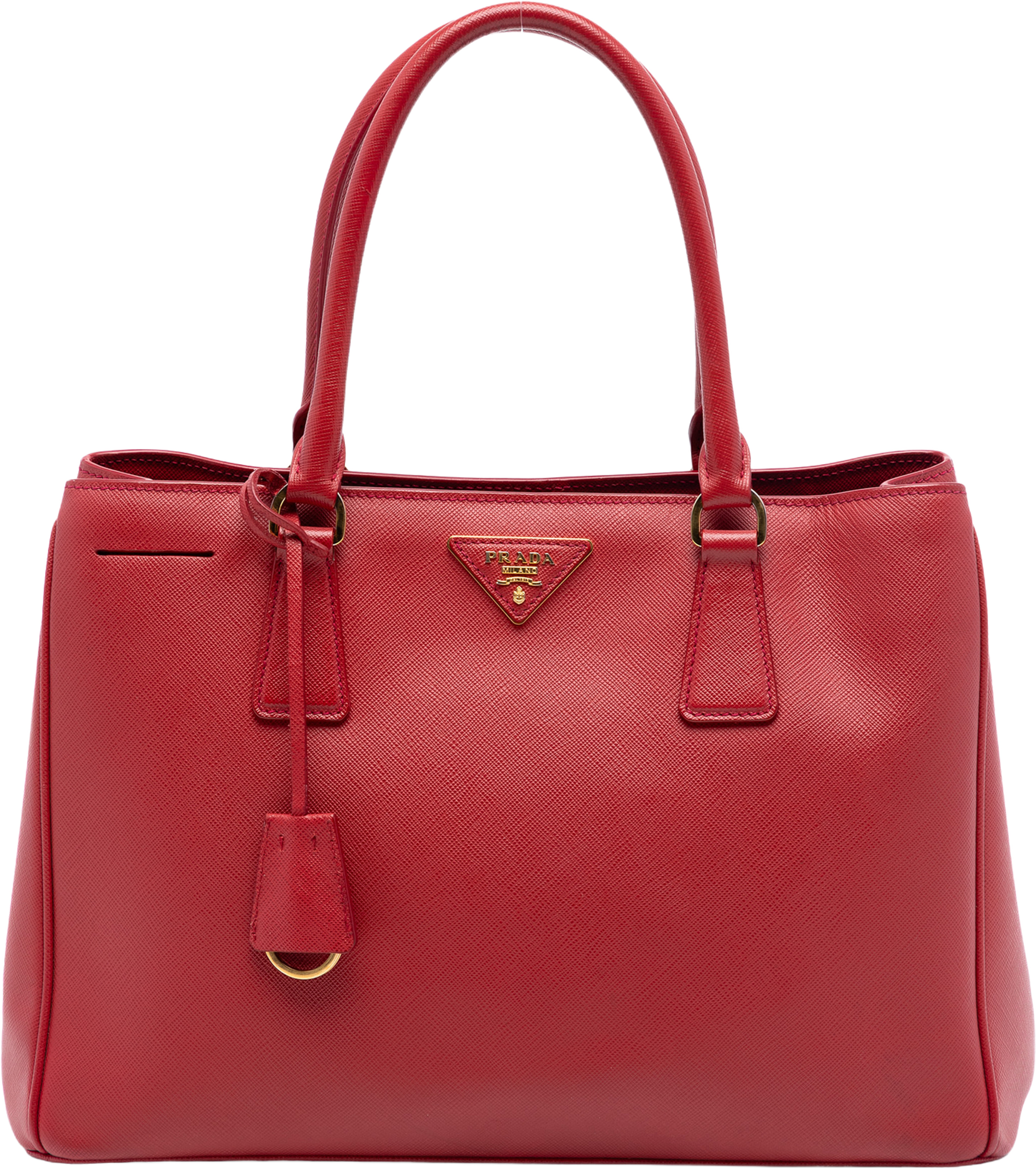 Prada Medium Saffiano Lux Galleria Satchel, från Luxclusif, i färgen red. Klicka för att öppna bilden i stort format