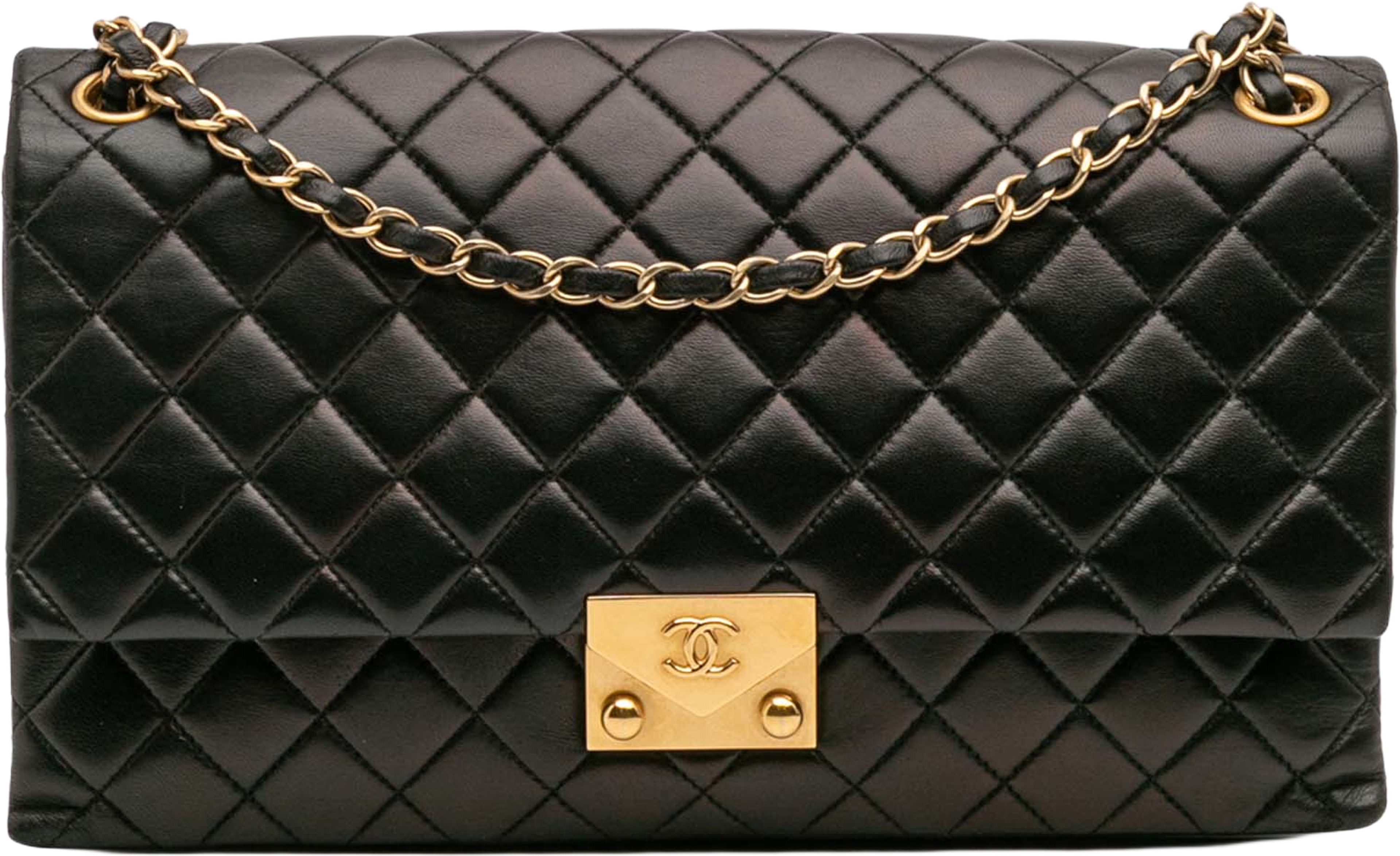 Chanel Quilted Lambskin Pagoda Accordion Flap, från Luxclusif, i färgen black. Klicka för att öppna bilden i stort format