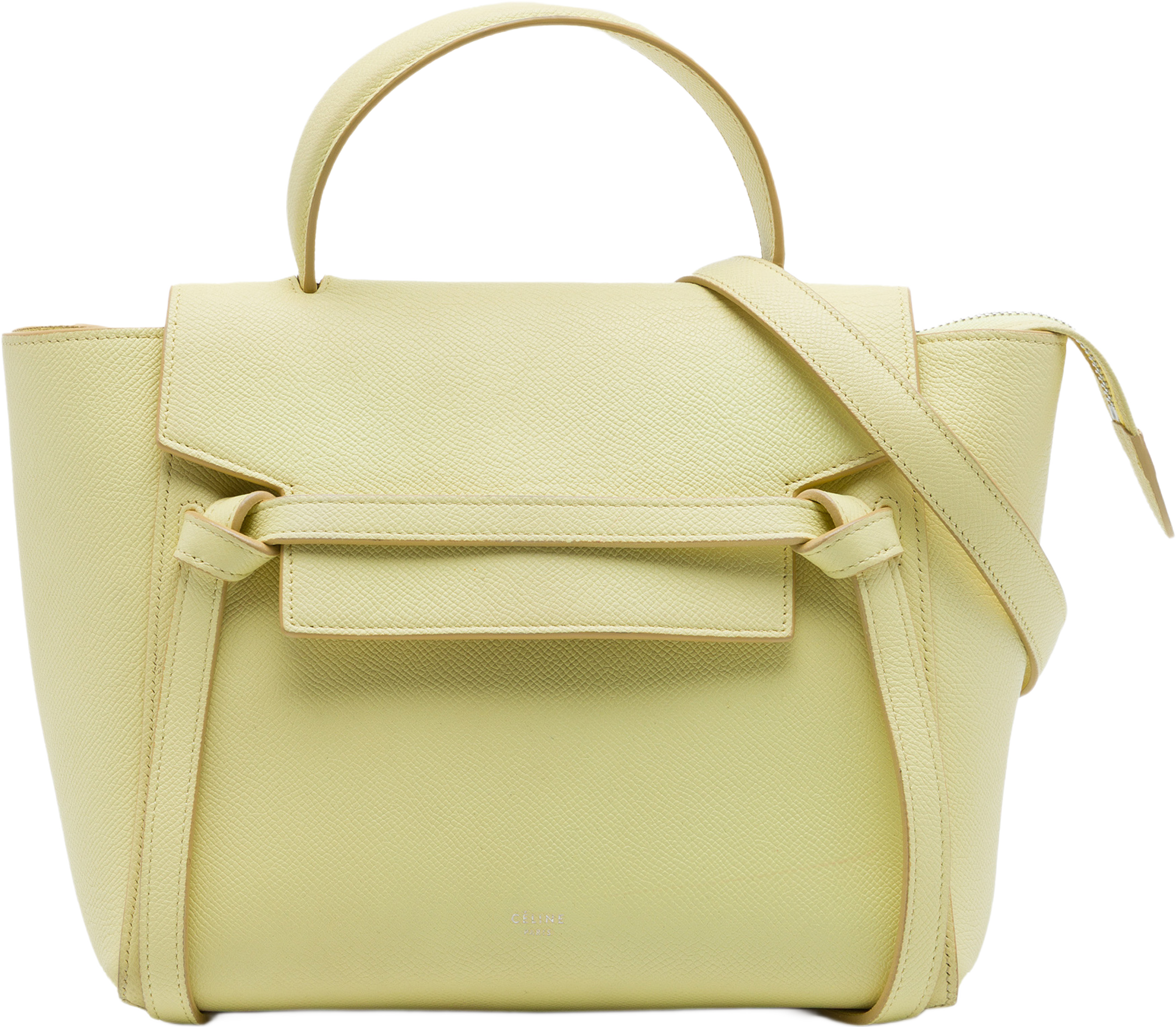 Celine Micro Grained Calfskin Belt Bag, från Luxclusif, i färgen gul. Klicka för att öppna bilden i stort format