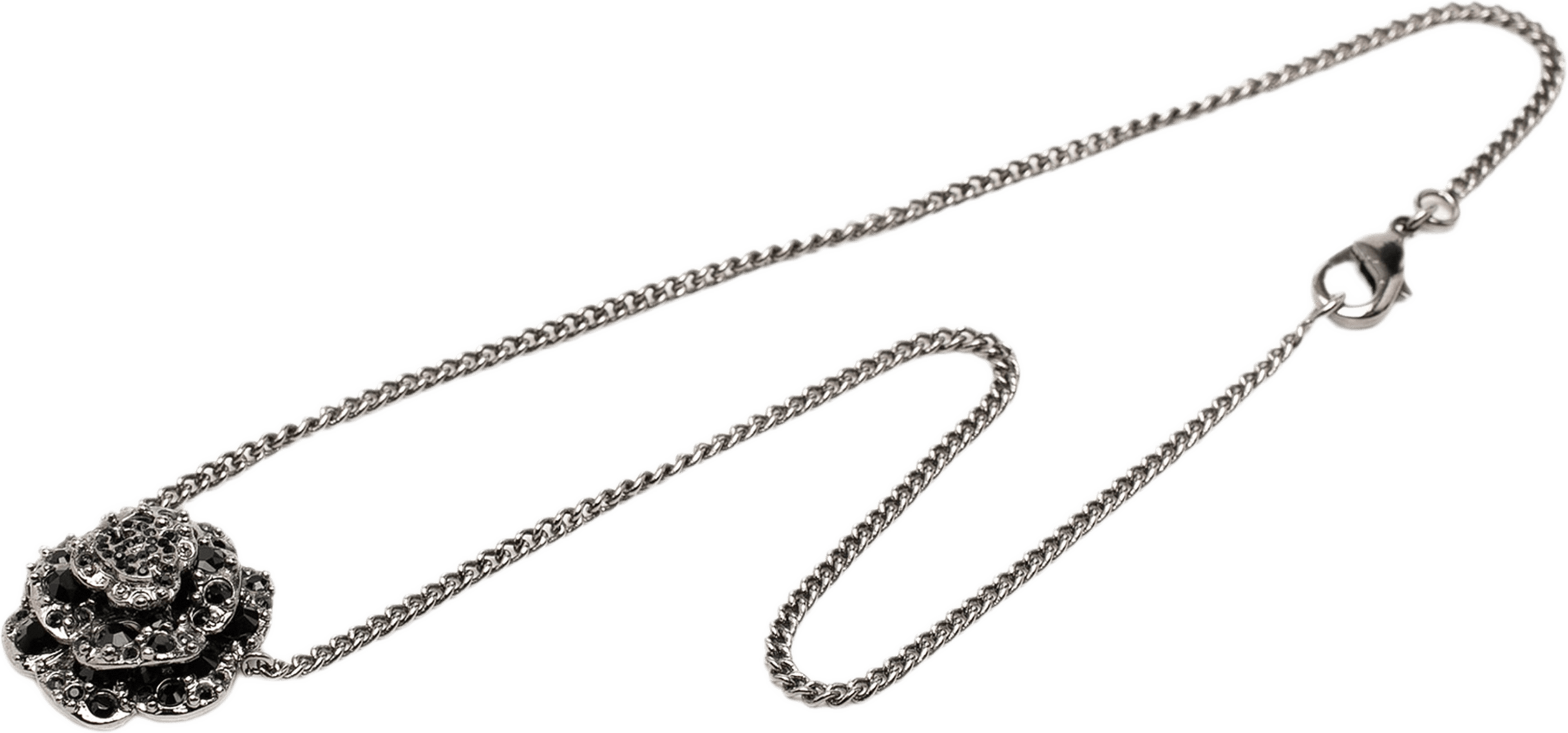 Chanel Cc Brass Strass Camellia Pendant Necklace, från Luxclusif, i färgen silver. Klicka för att öppna bilden i stort format