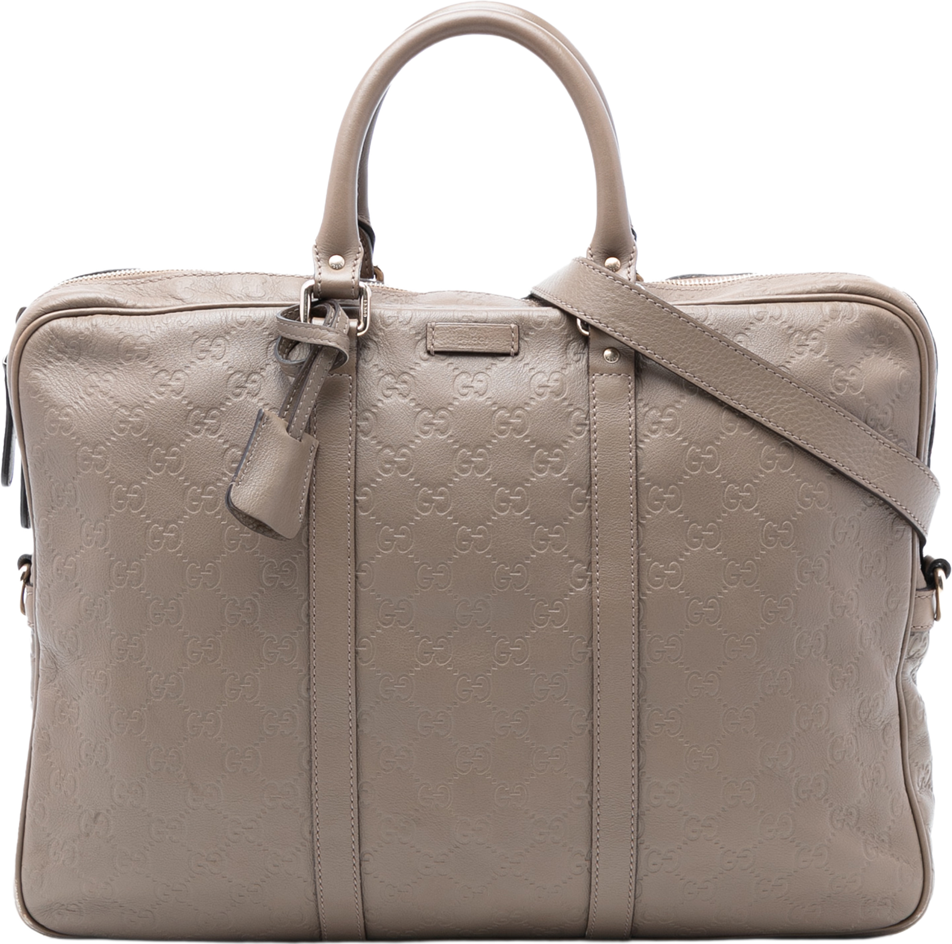 Gucci Guccissima Business Bag, från Luxclusif, i färgen taupe. Klicka för att öppna bilden i stort format