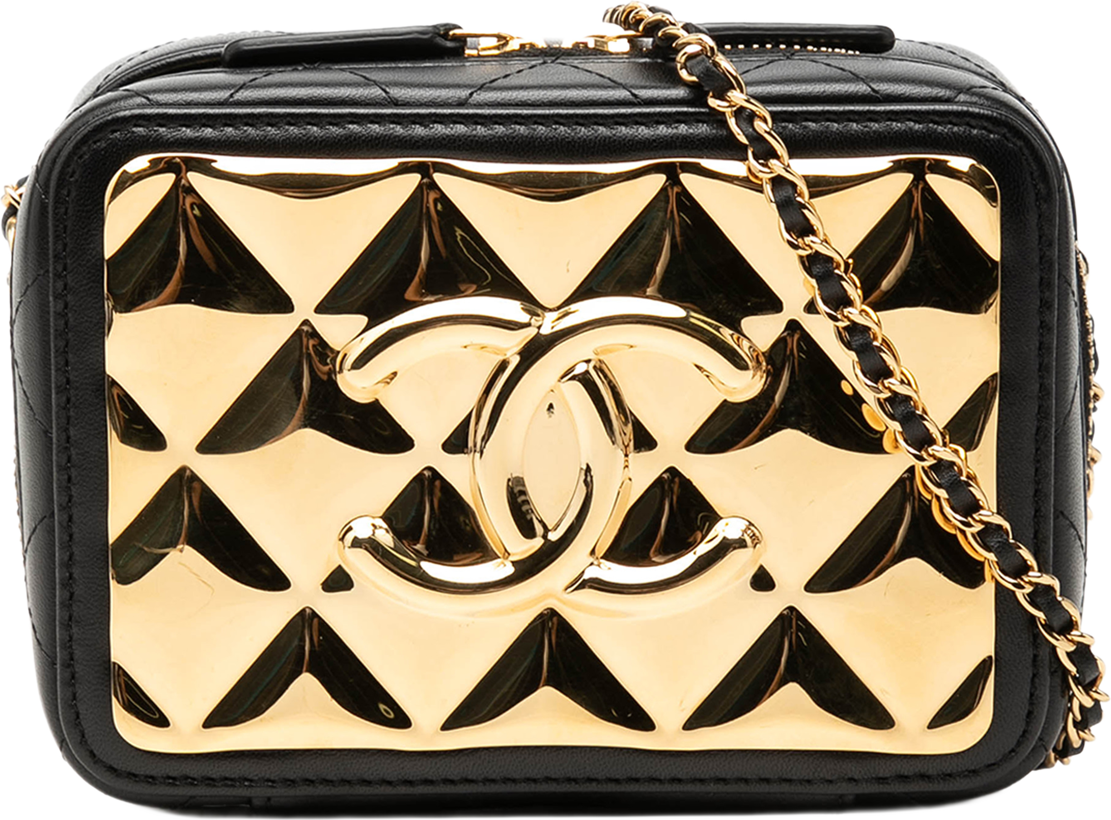 Chanel Mini Cc Quilted Lambskin And Golden Plate Vanity Crossbody, från Luxclusif, i färgen svart. Klicka för att öppna bilden i stort format