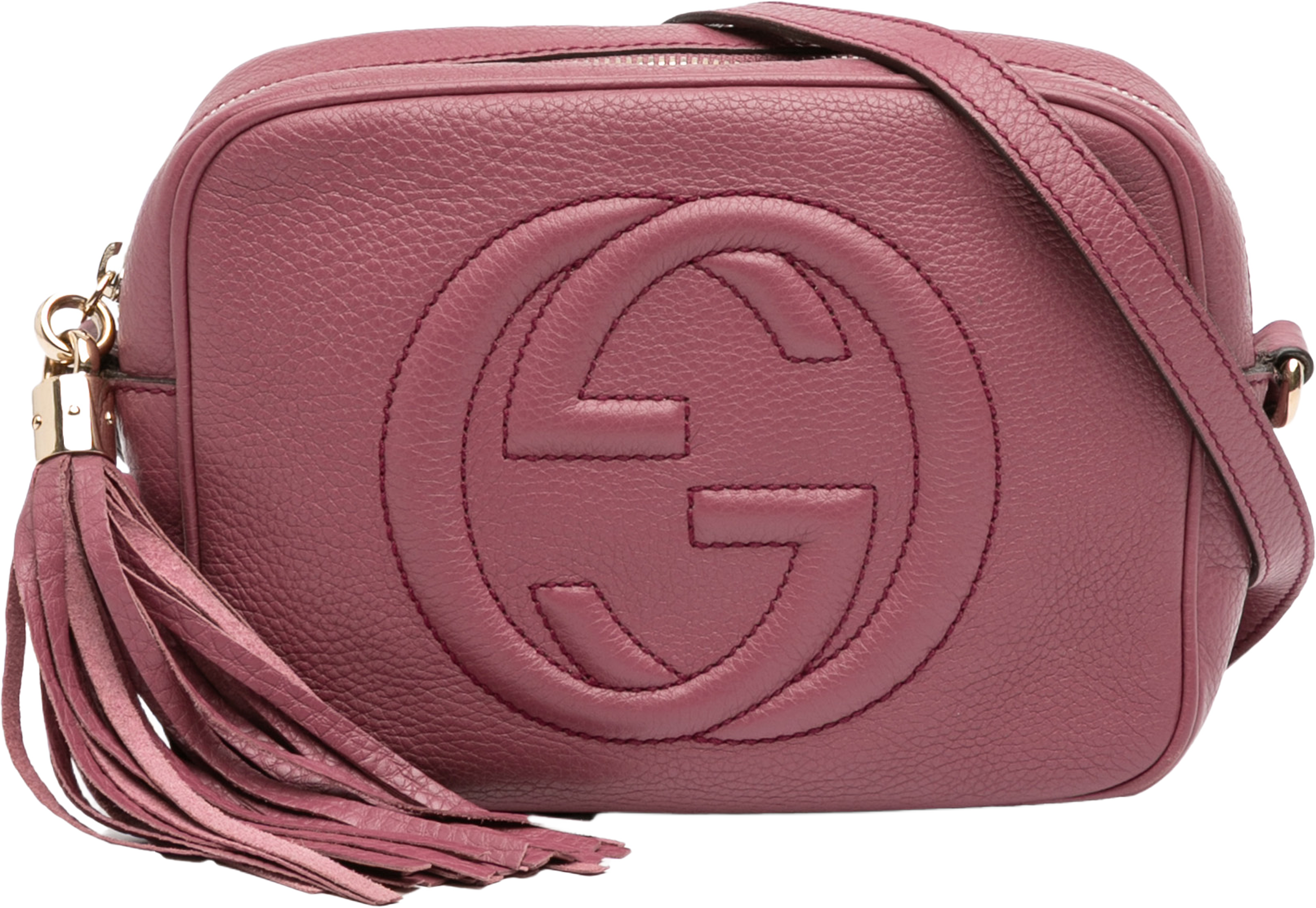 Gucci Leather Soho Disco Crossbody, från Luxclusif, i färgen pink. Klicka för att öppna bilden i stort format