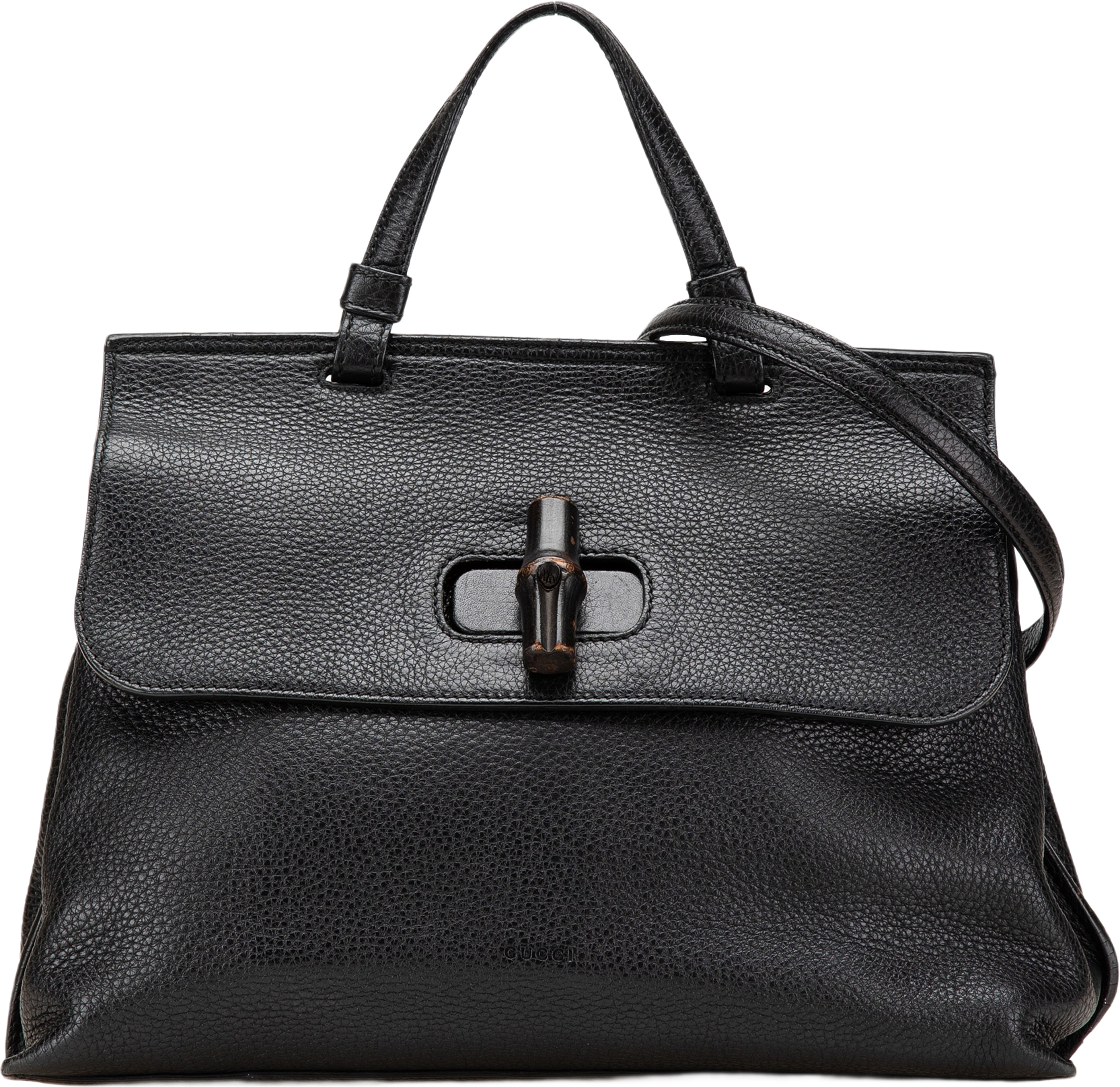 Gucci Medium Leather Bamboo Daily Satchel, från Luxclusif, i färgen black. Klicka för att öppna bilden i stort format